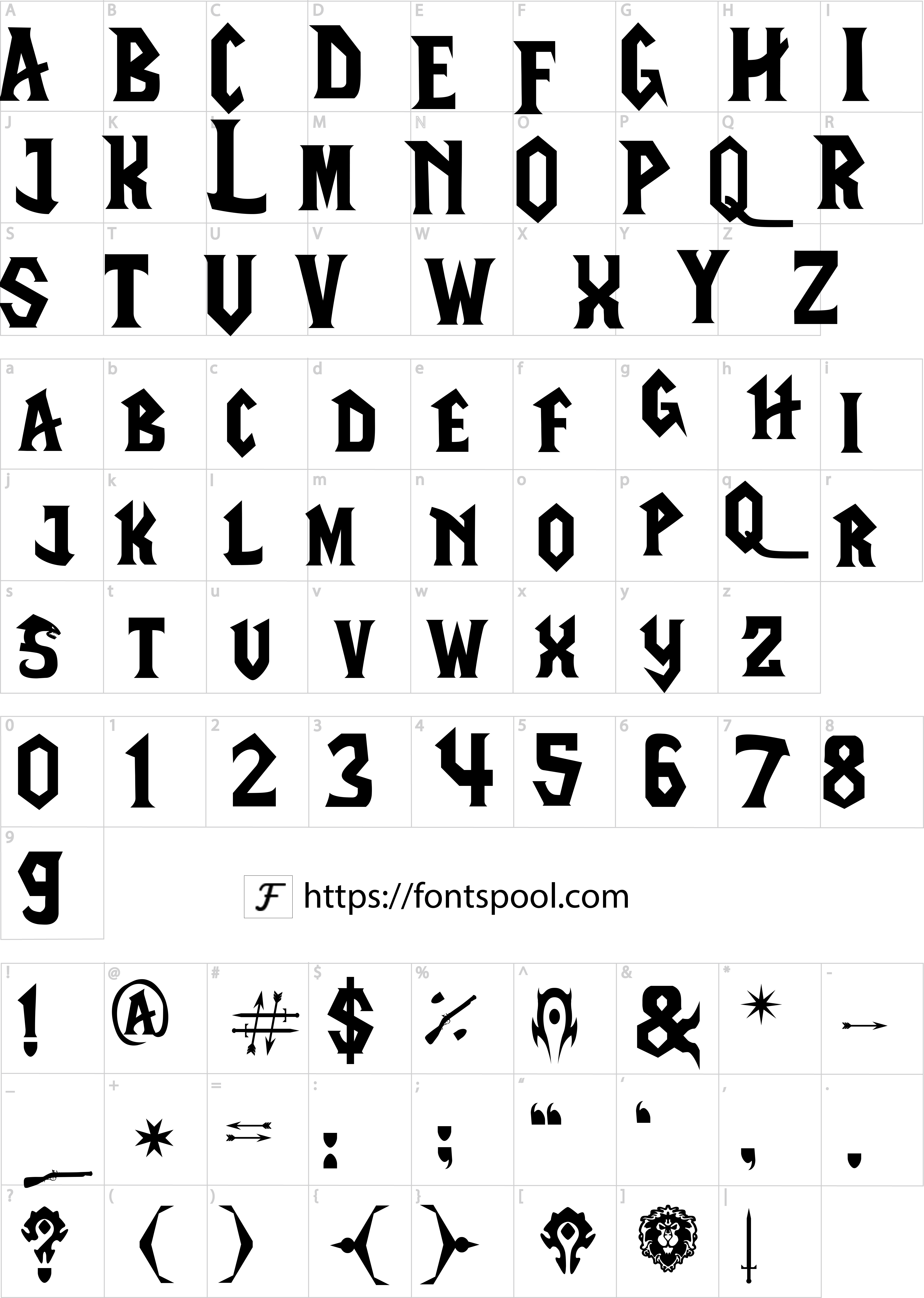 World Of Warcraft Font character set