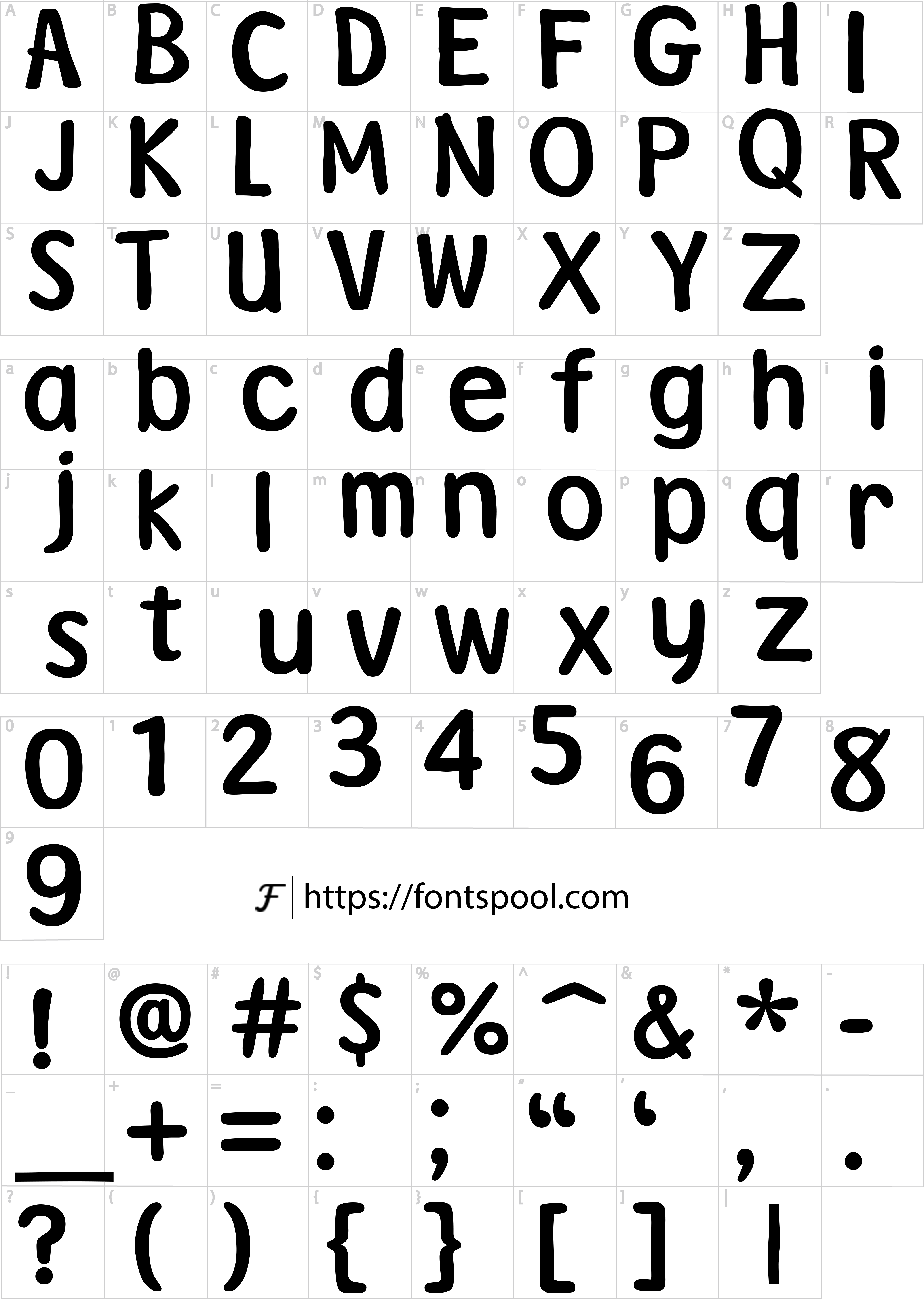 Winnie The Pooh Font character set