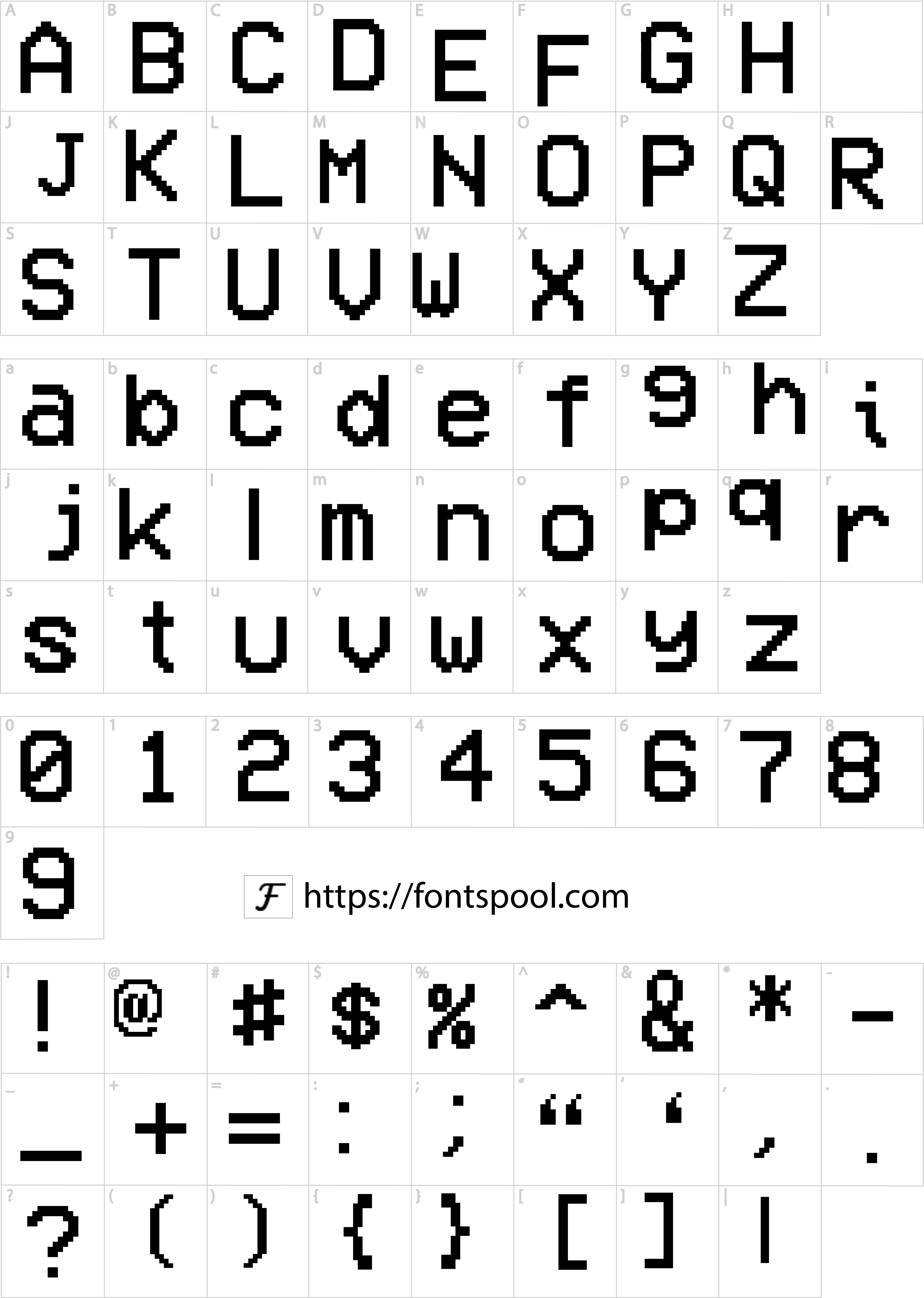 Vcr Font character set