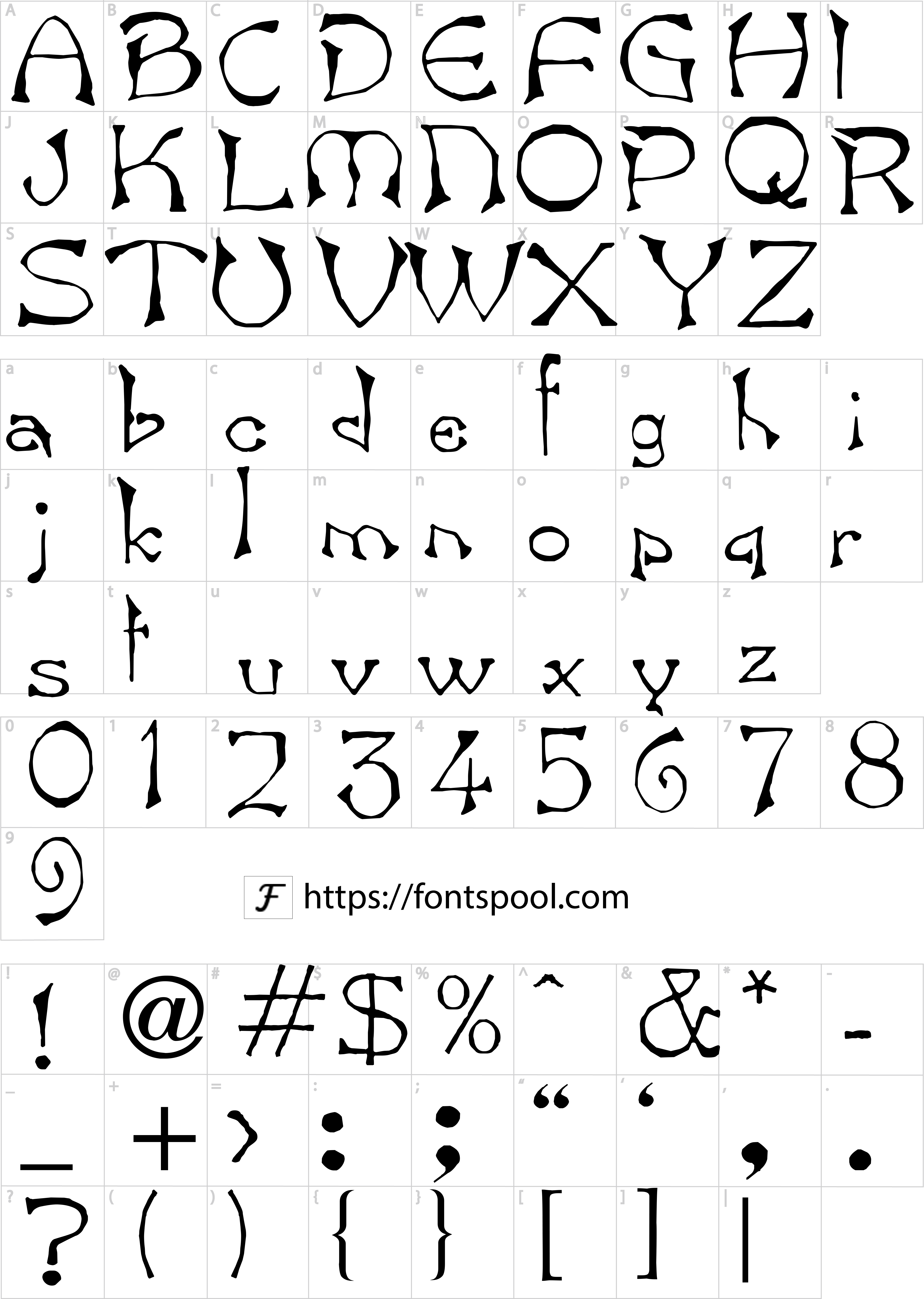 Wu Tang Font character set