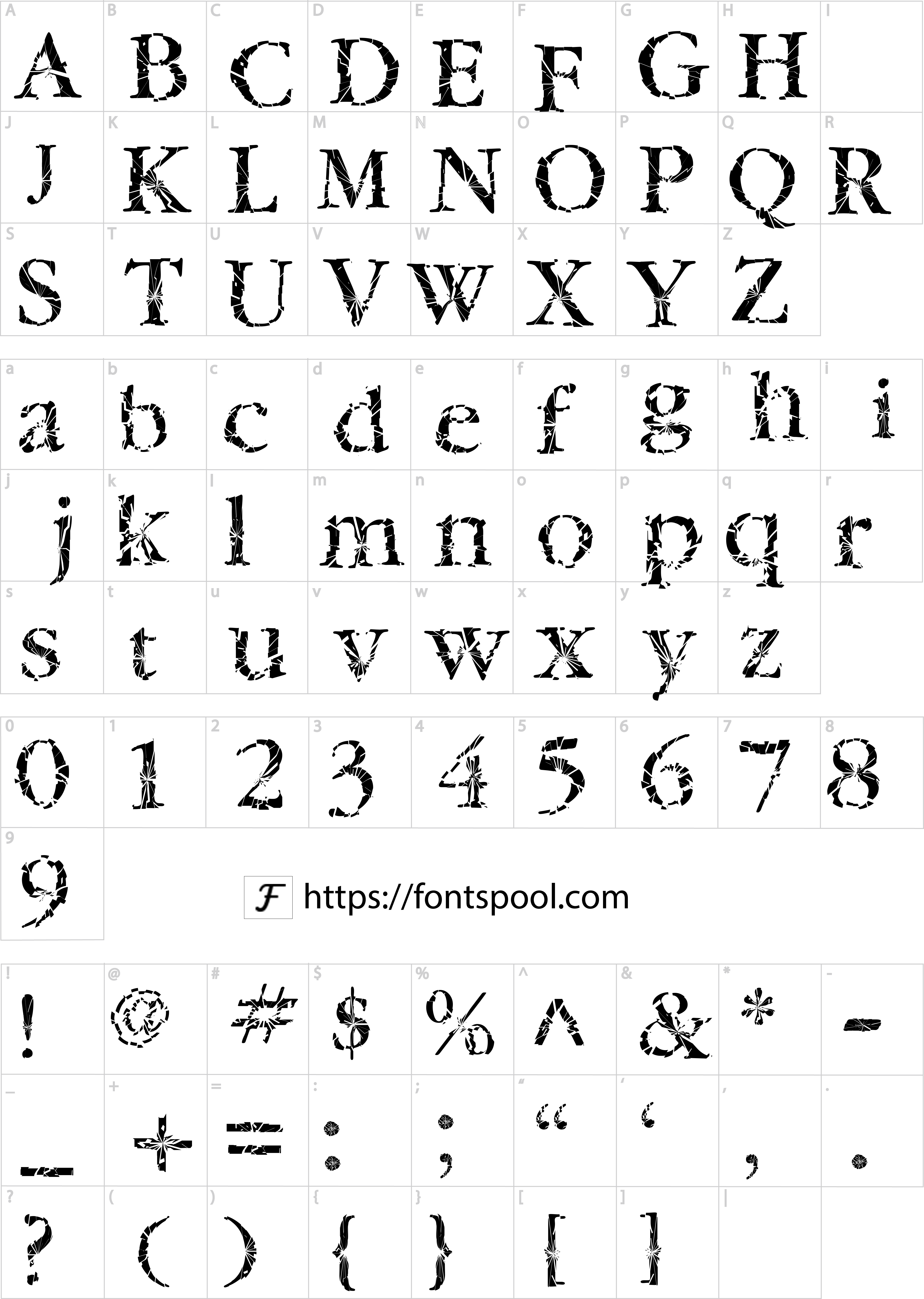 Twilight Zone Font character set