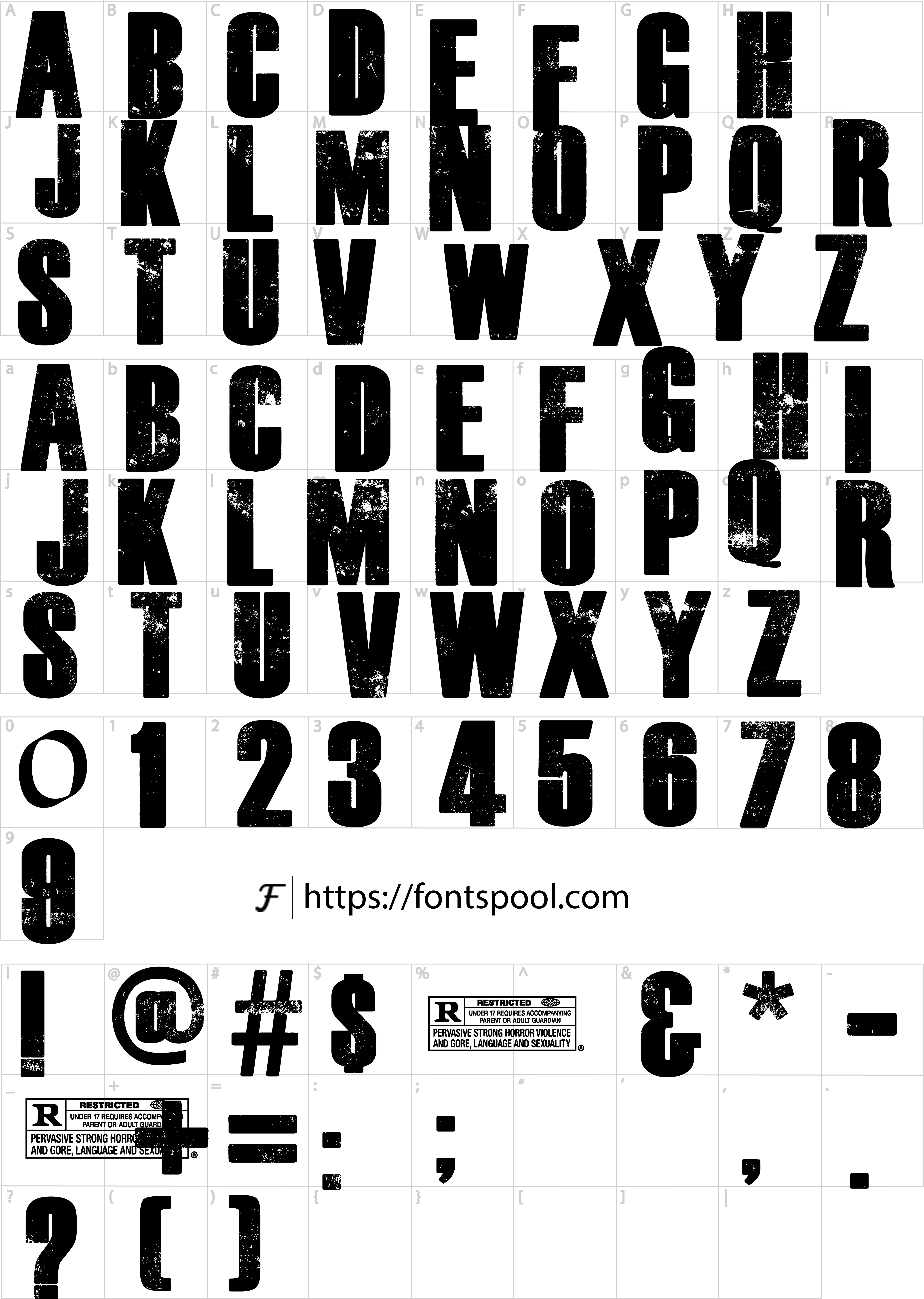 Walking Dead Font character set