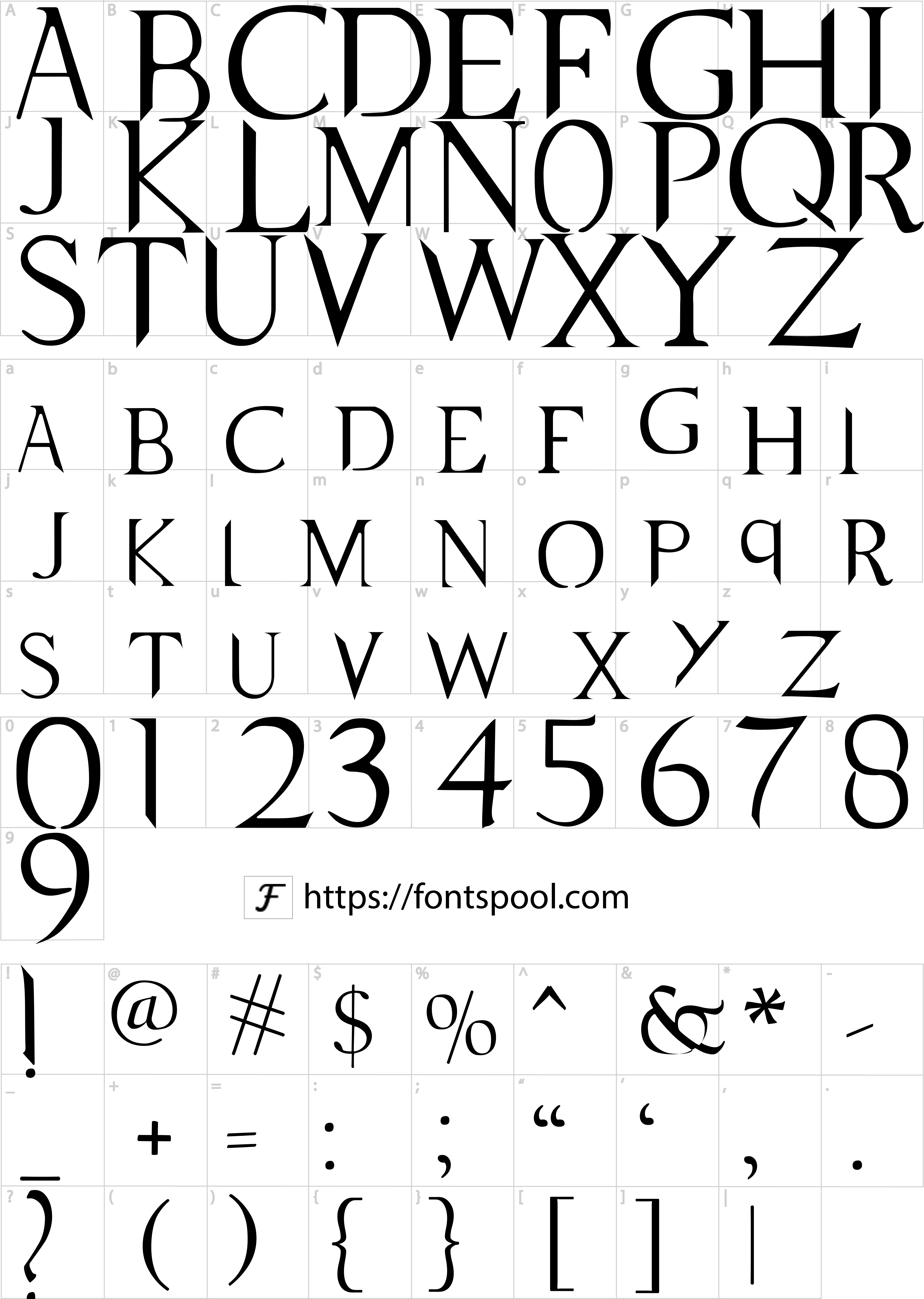 Supernatural Font character set
