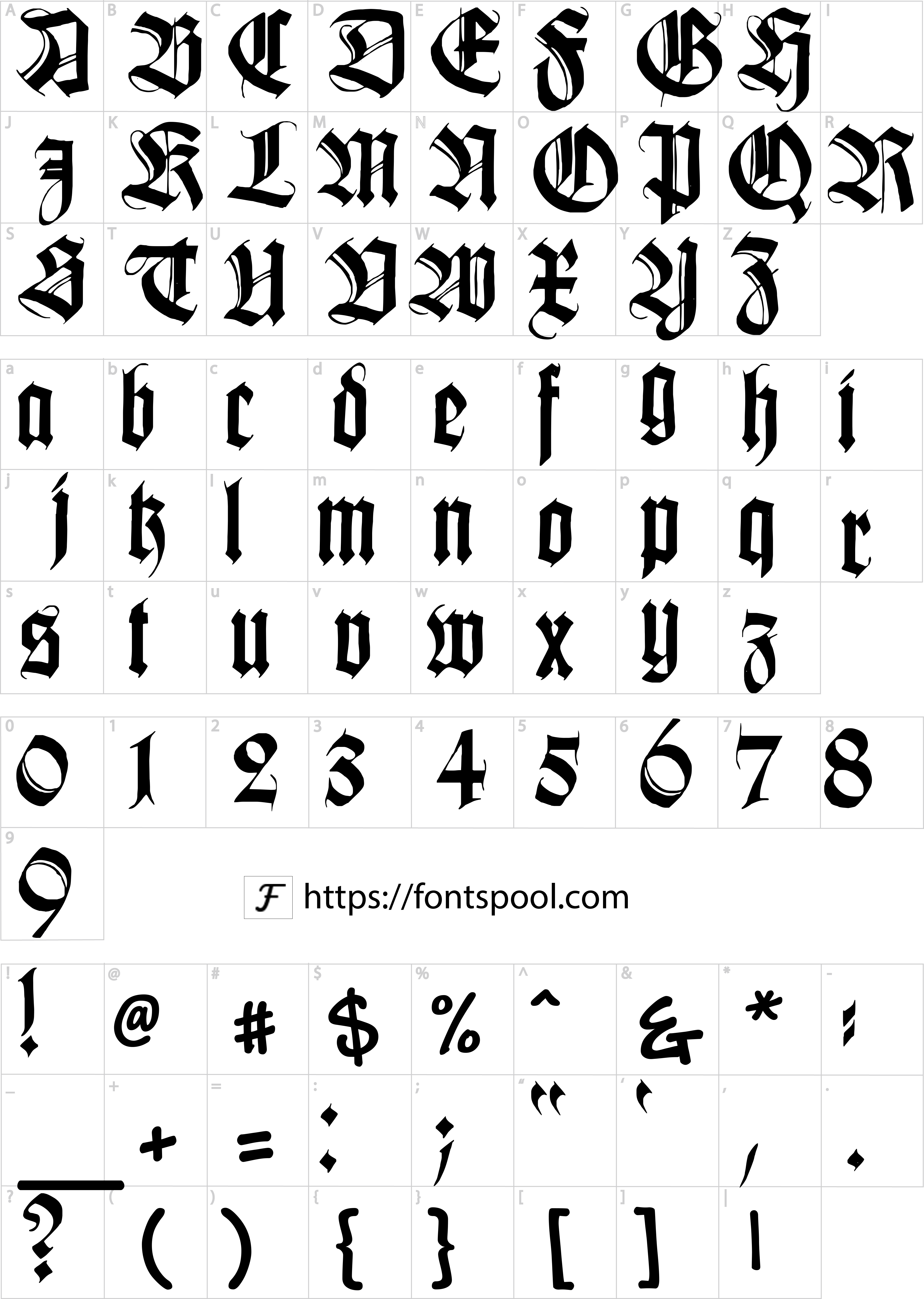 Thug Life Font character set
