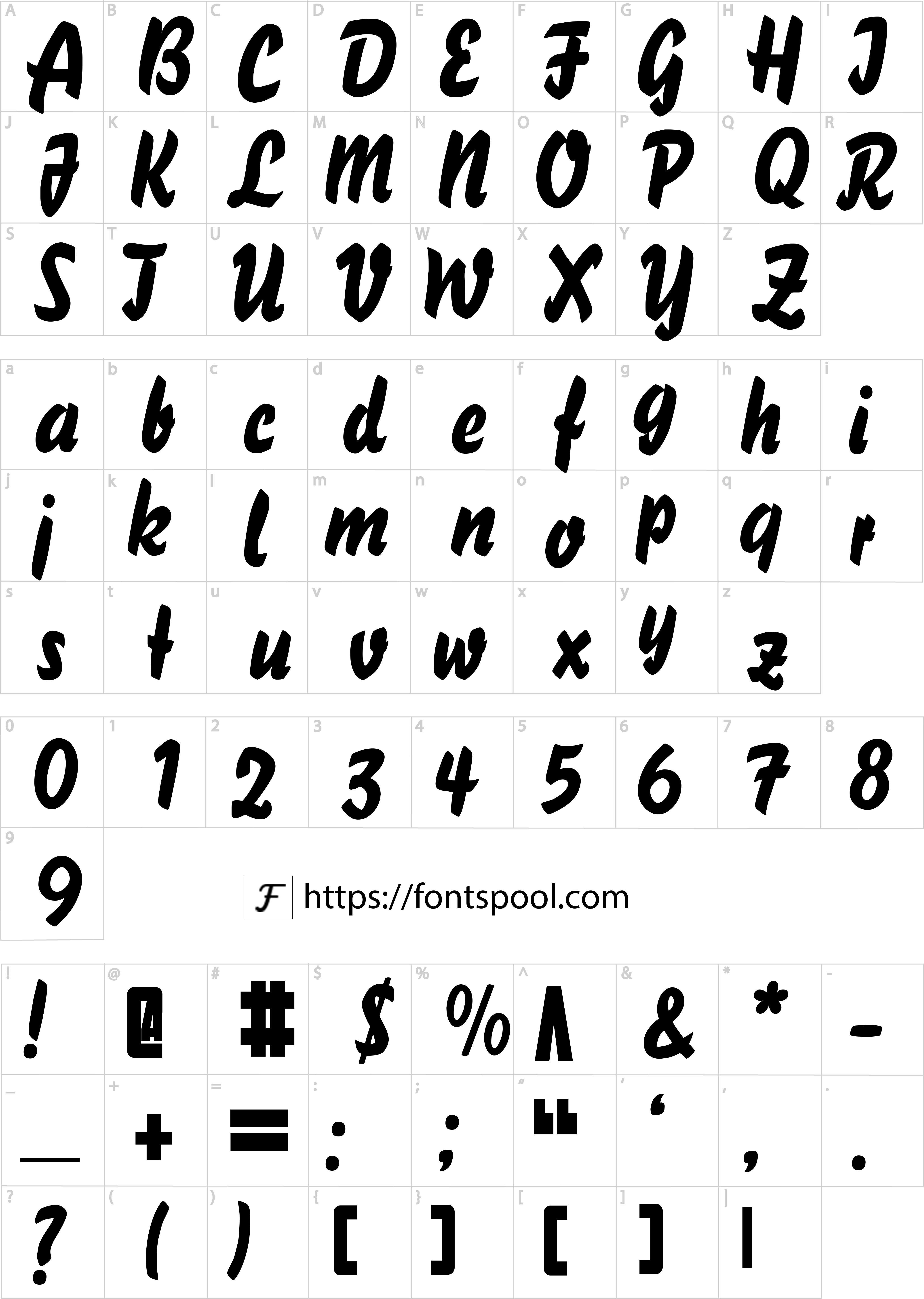 Sprite Font character set