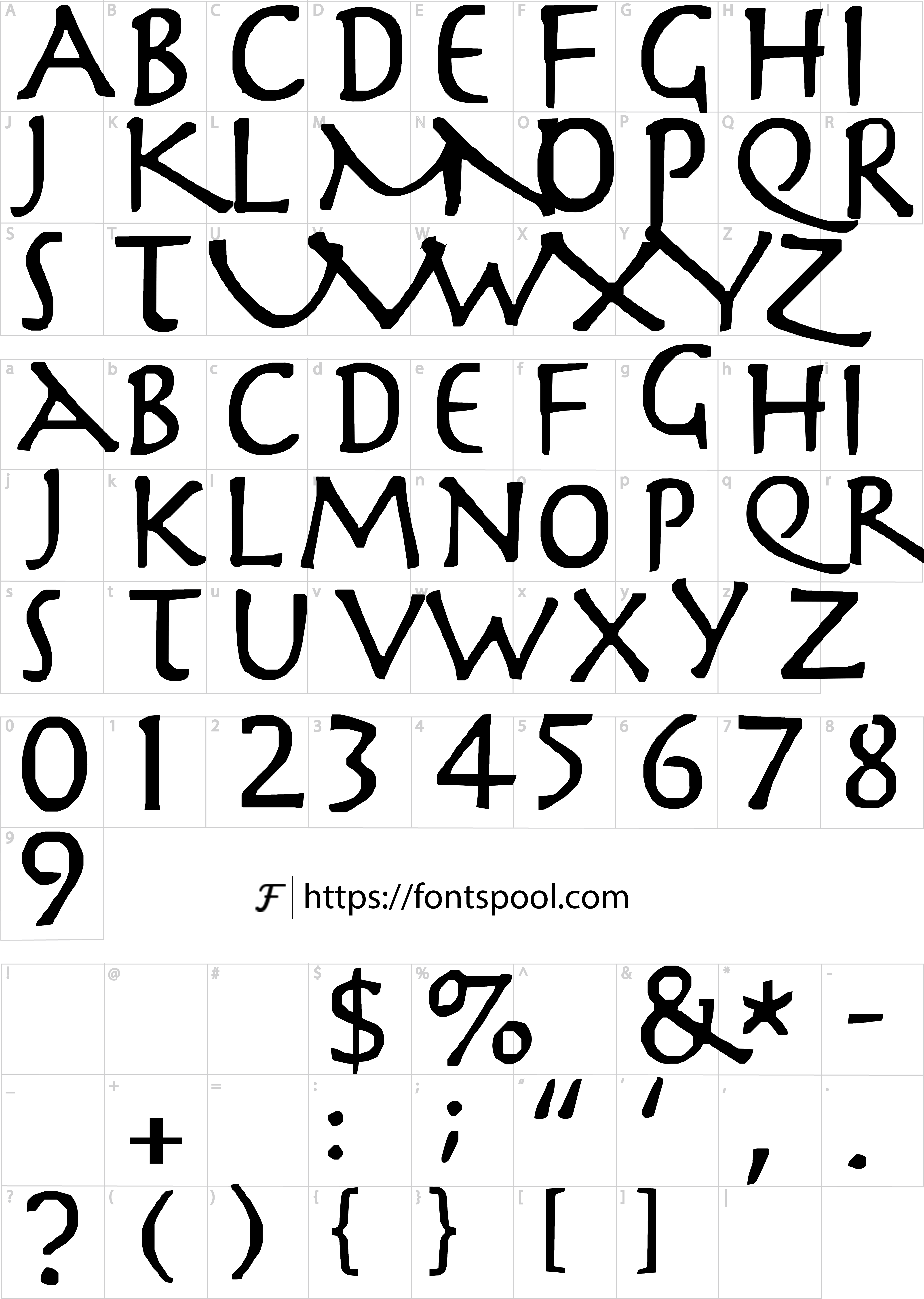 Slayer Font character set
