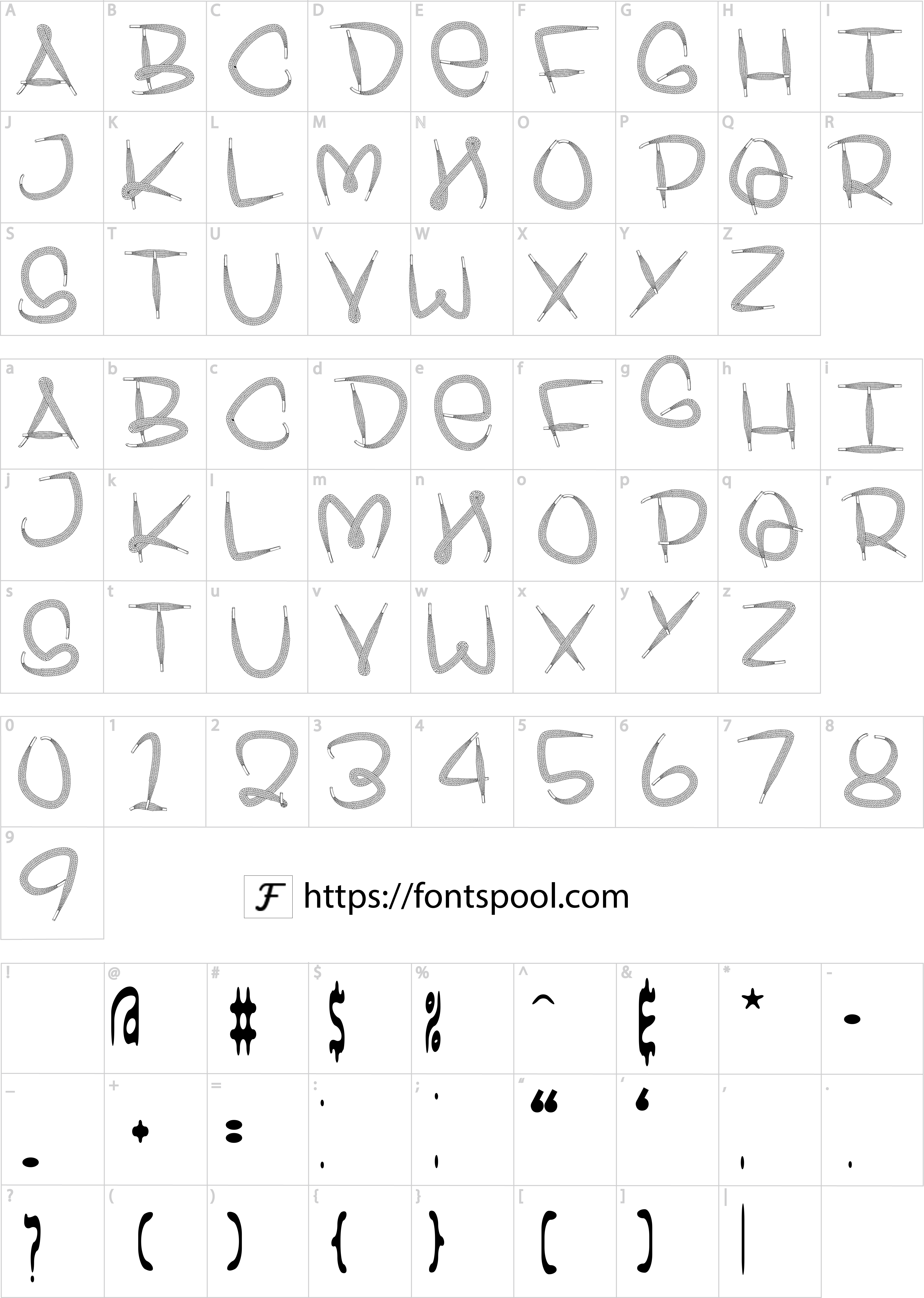 Shoelace Font character set