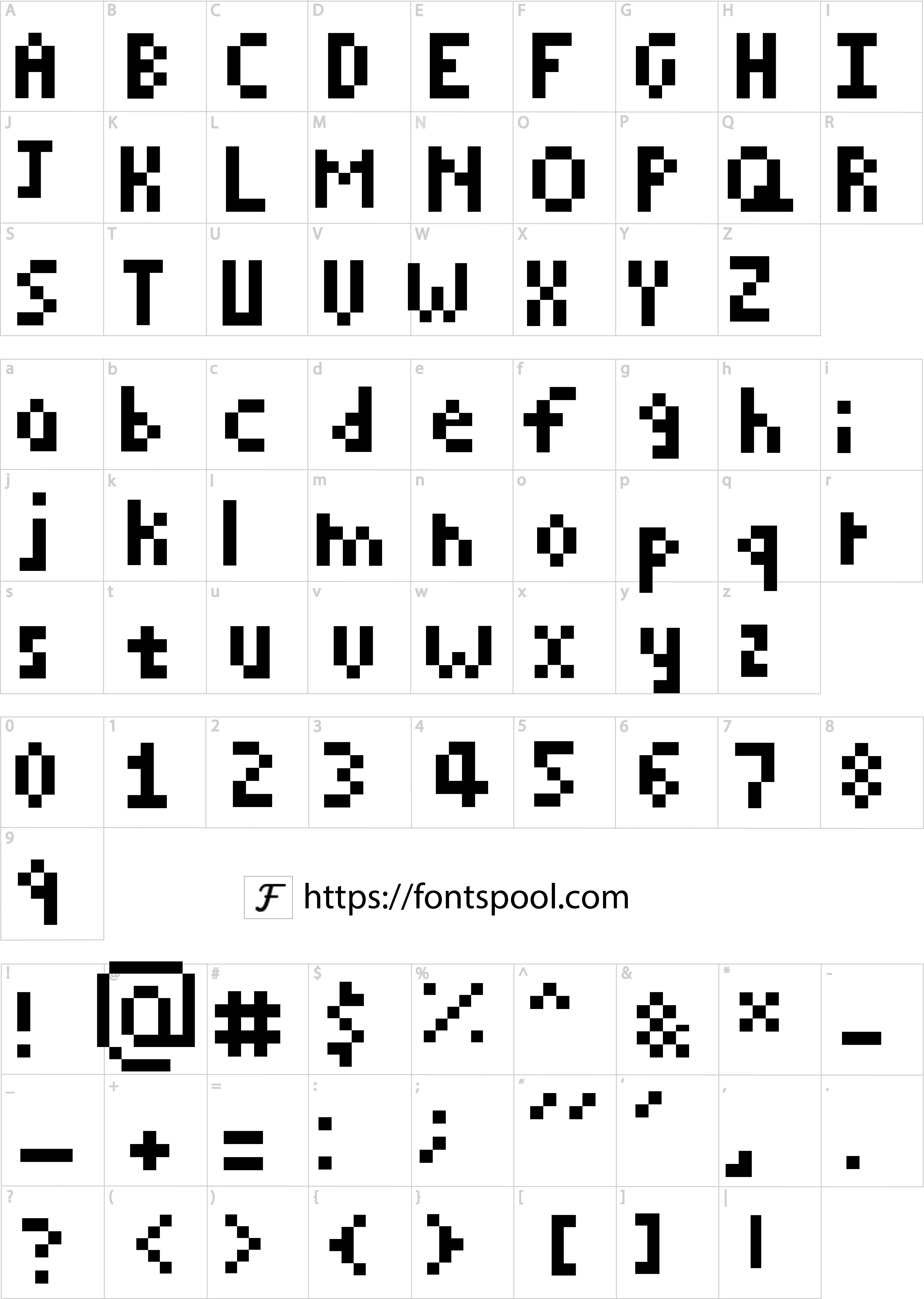 Pixelated Font character set