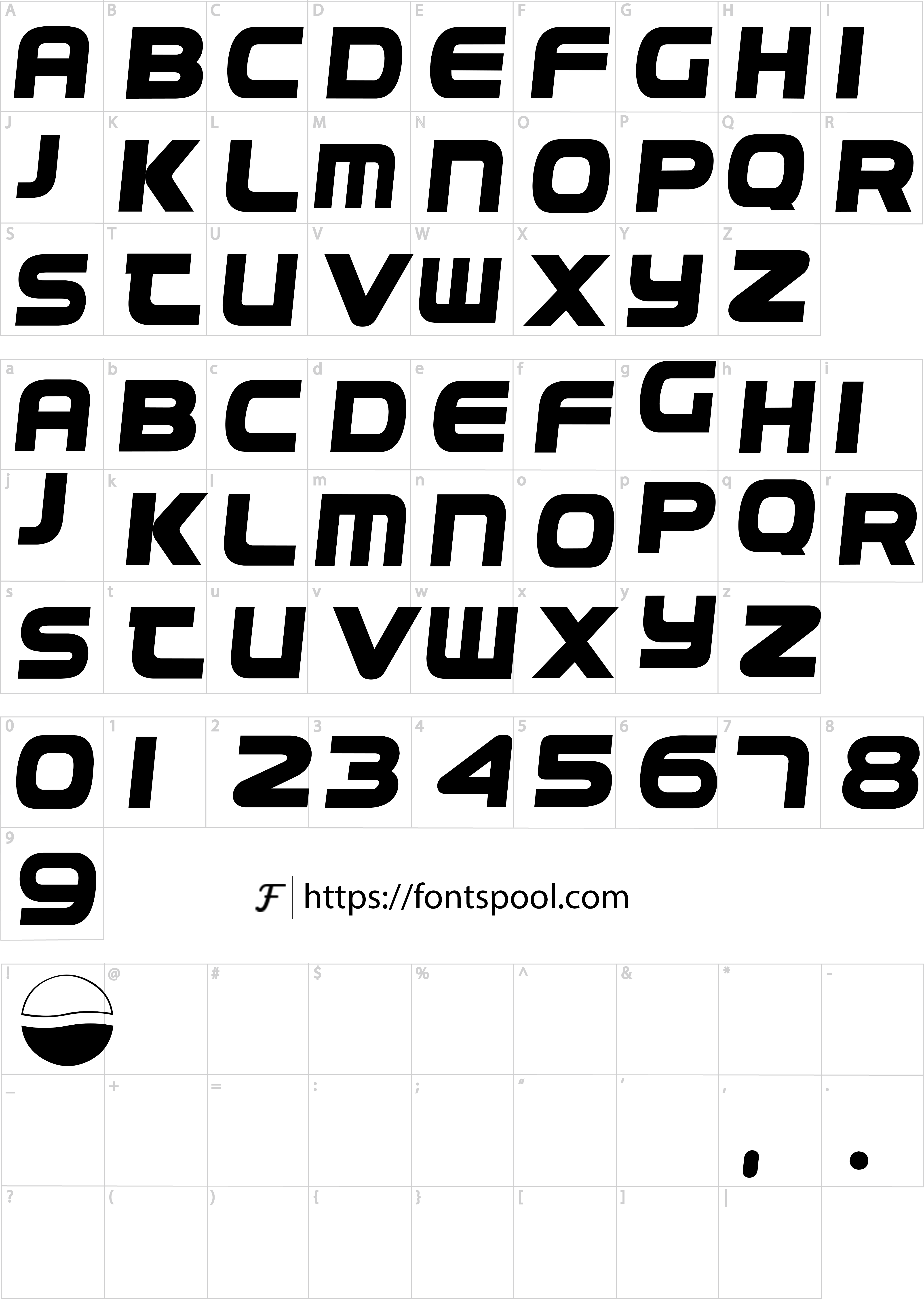 Pepsi Font character set
