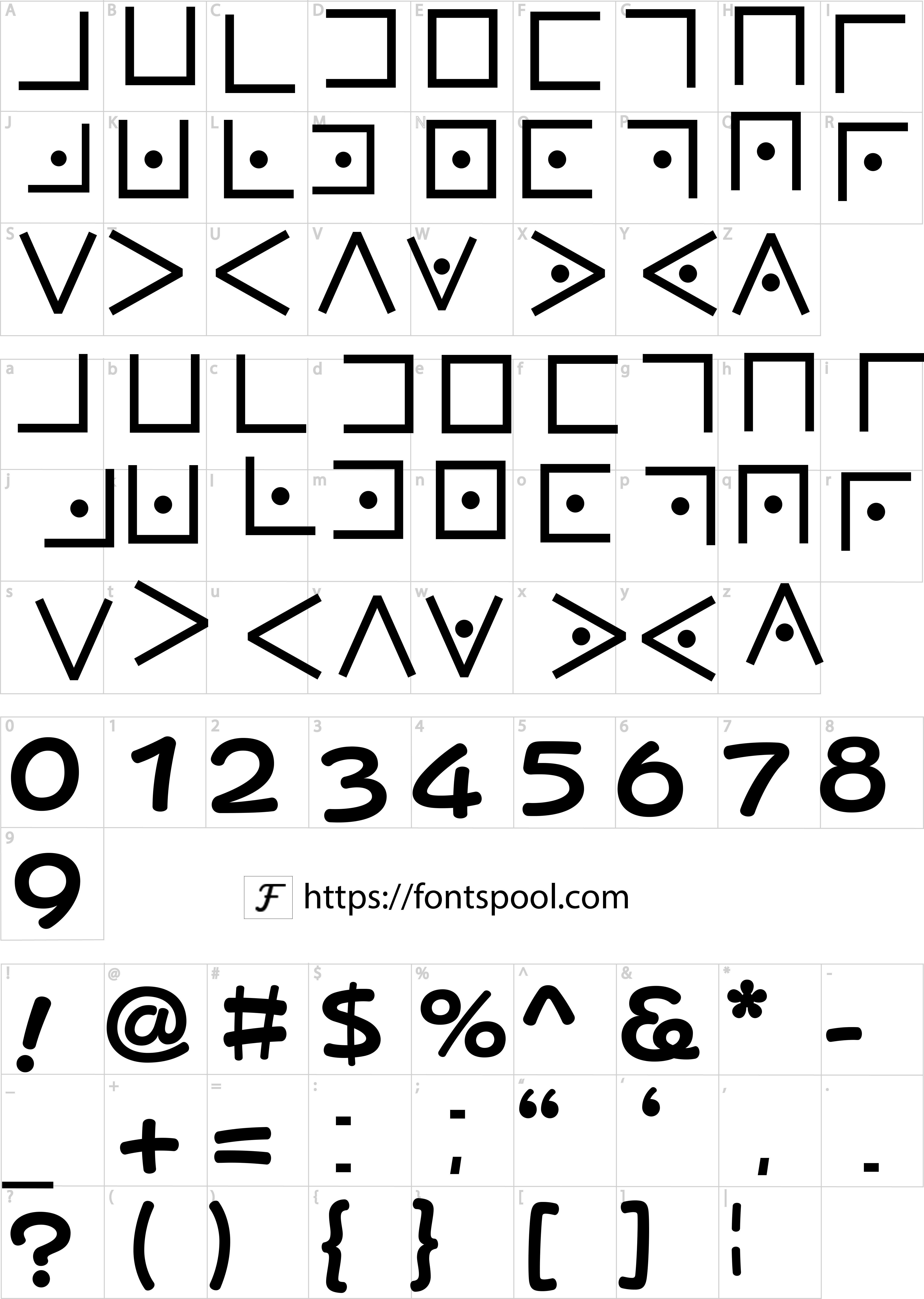 Pigpen Cipher Font character set