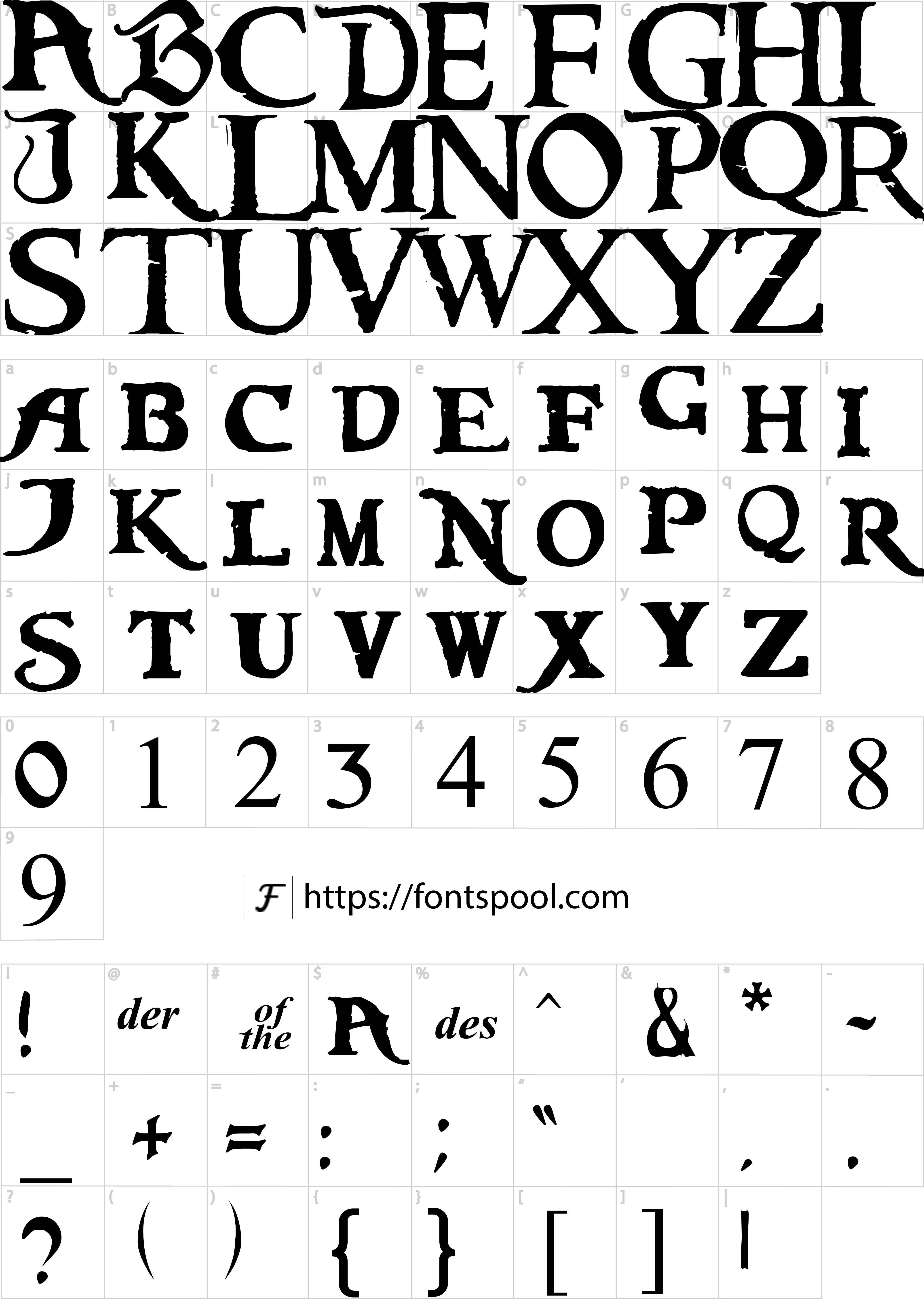 Pirates Of The Caribbean Font character set