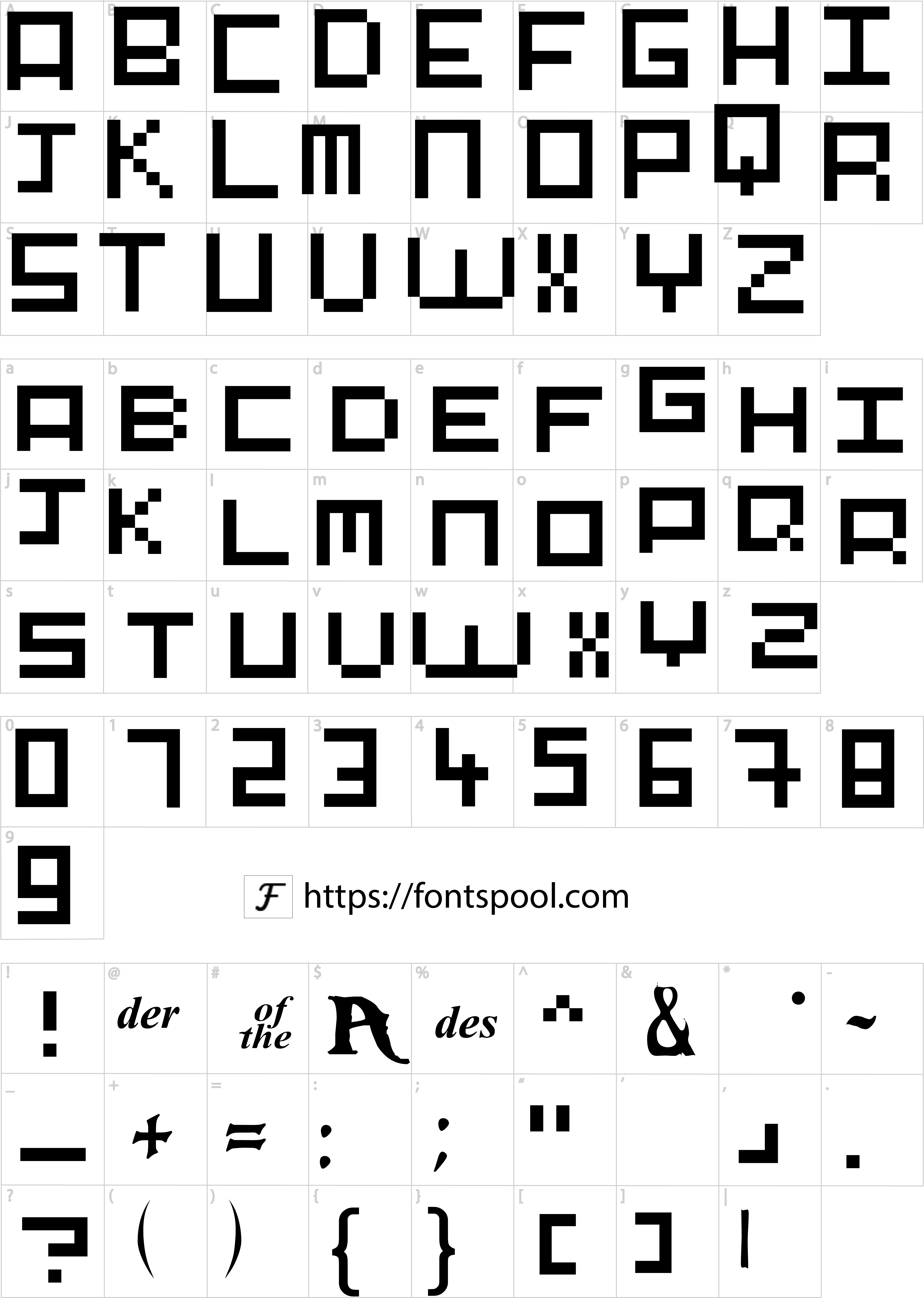 Pixar Font character set