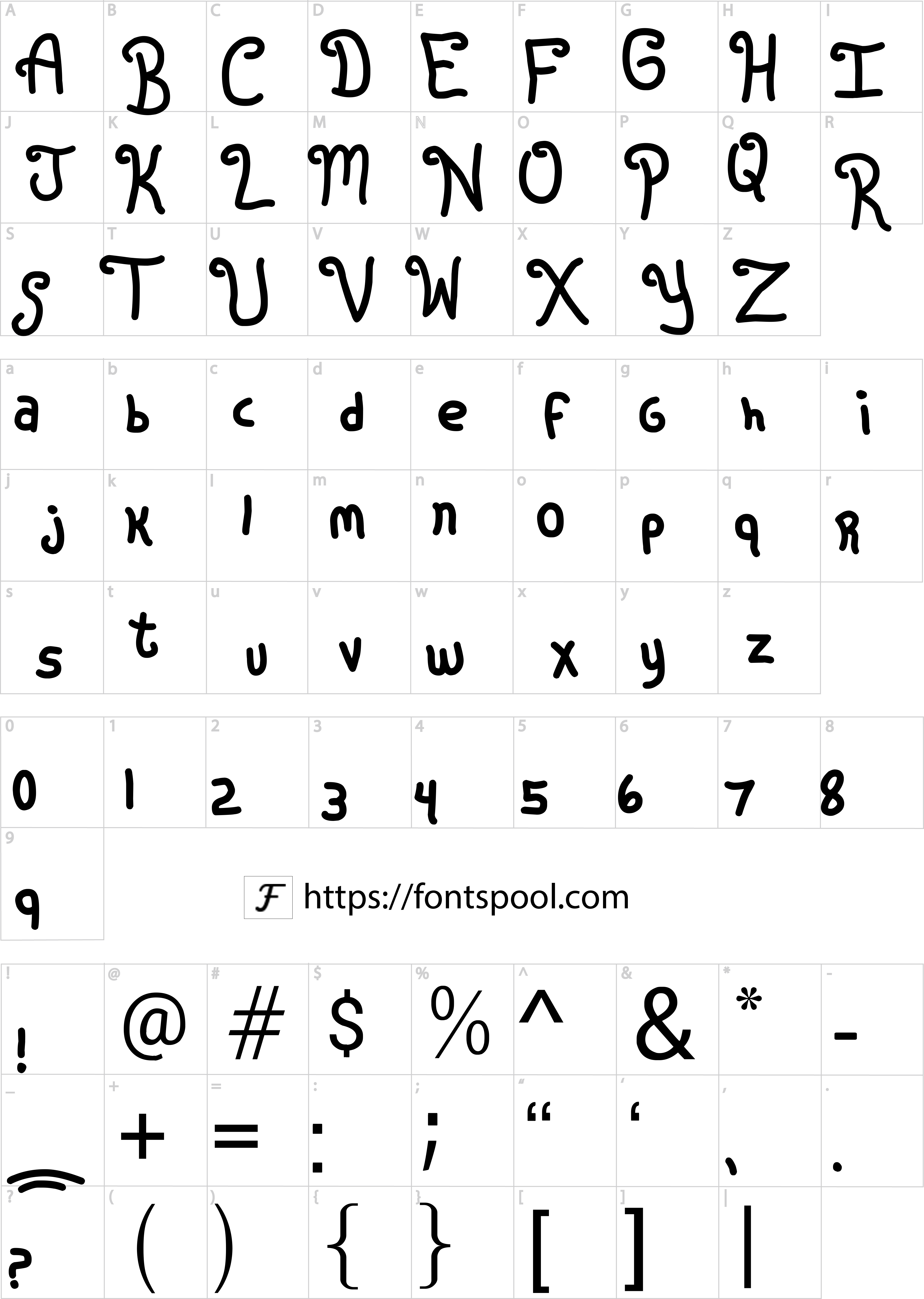 Rugrats Font character set
