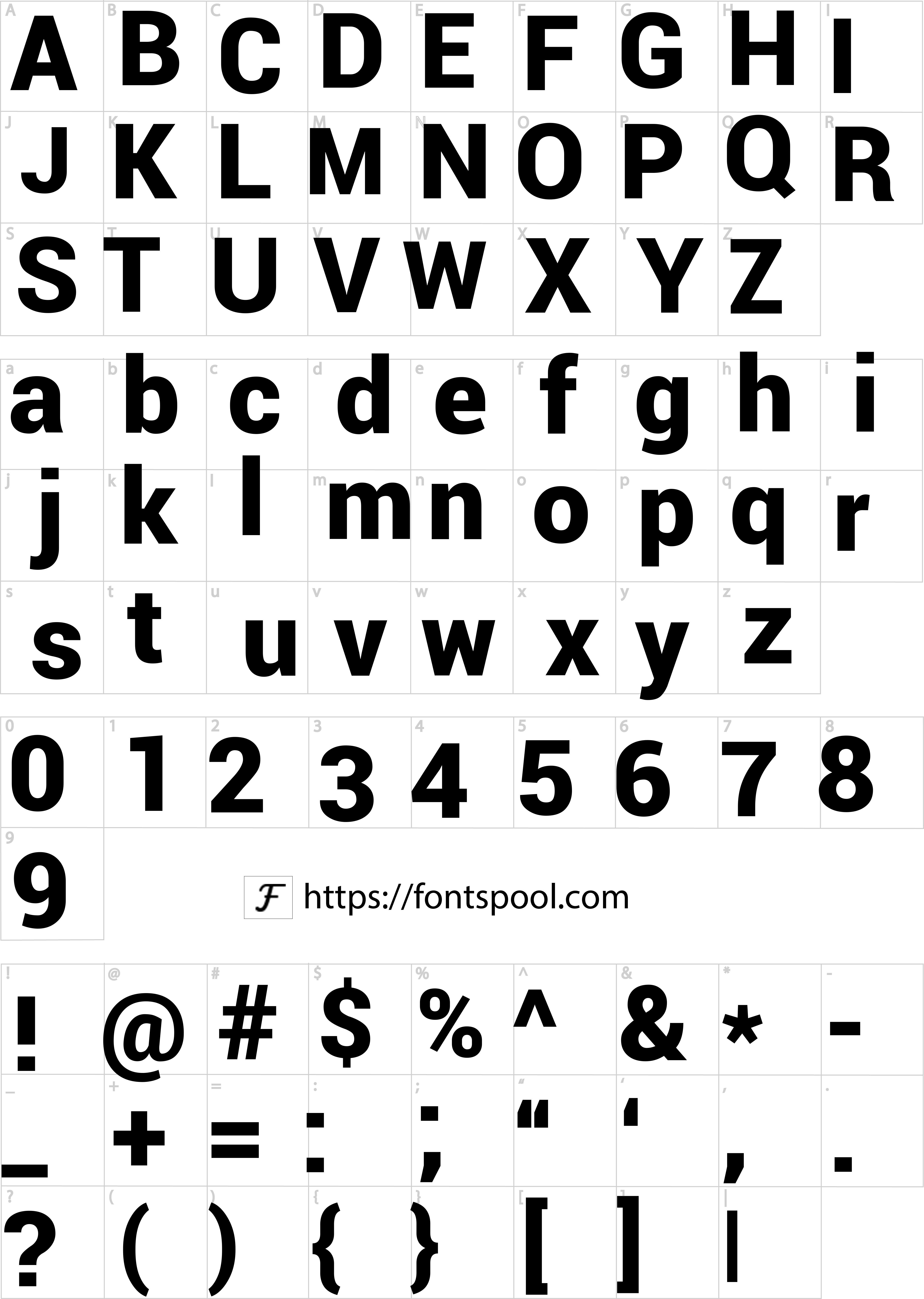 Robot Font character set