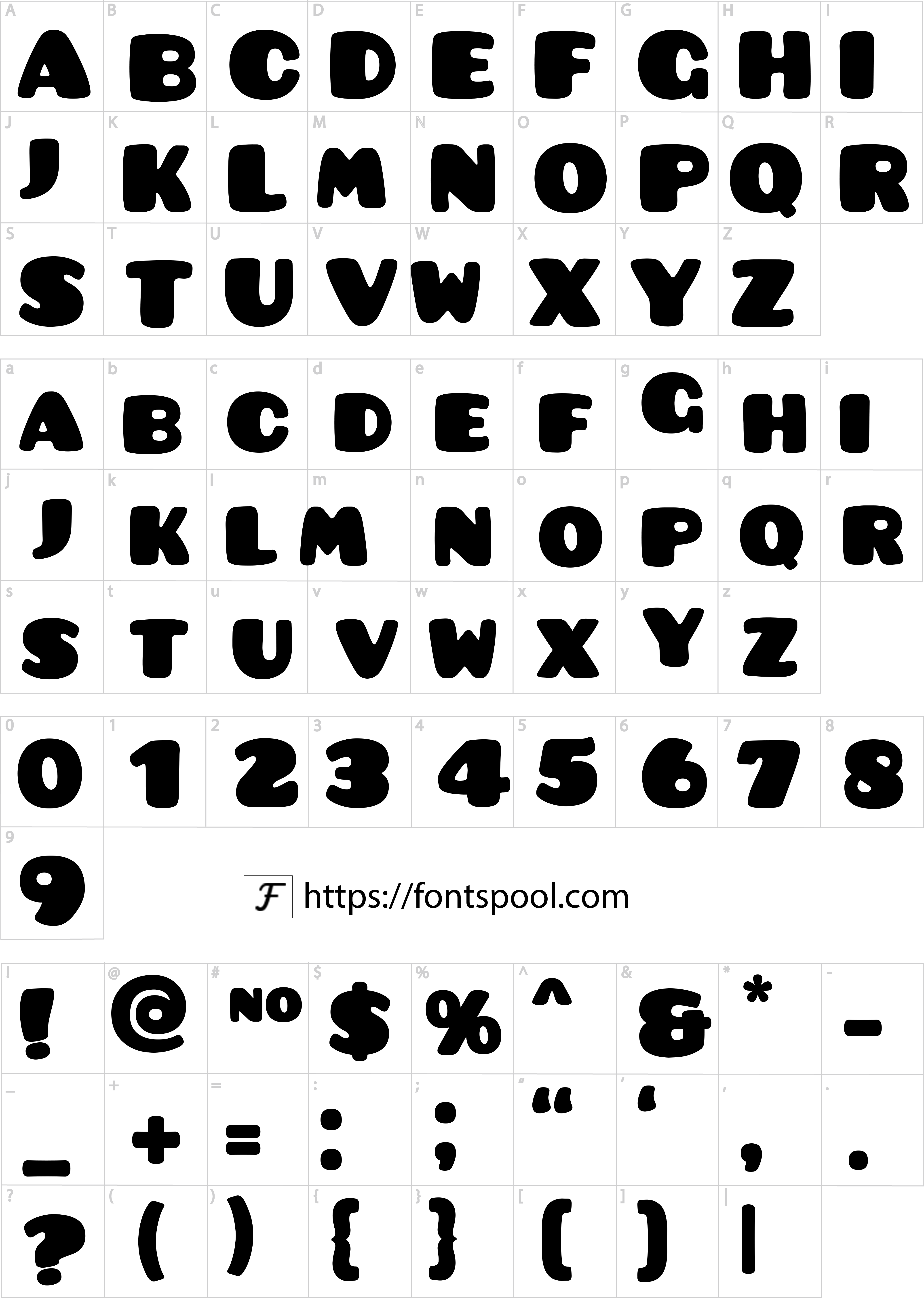 Pusab Font character set