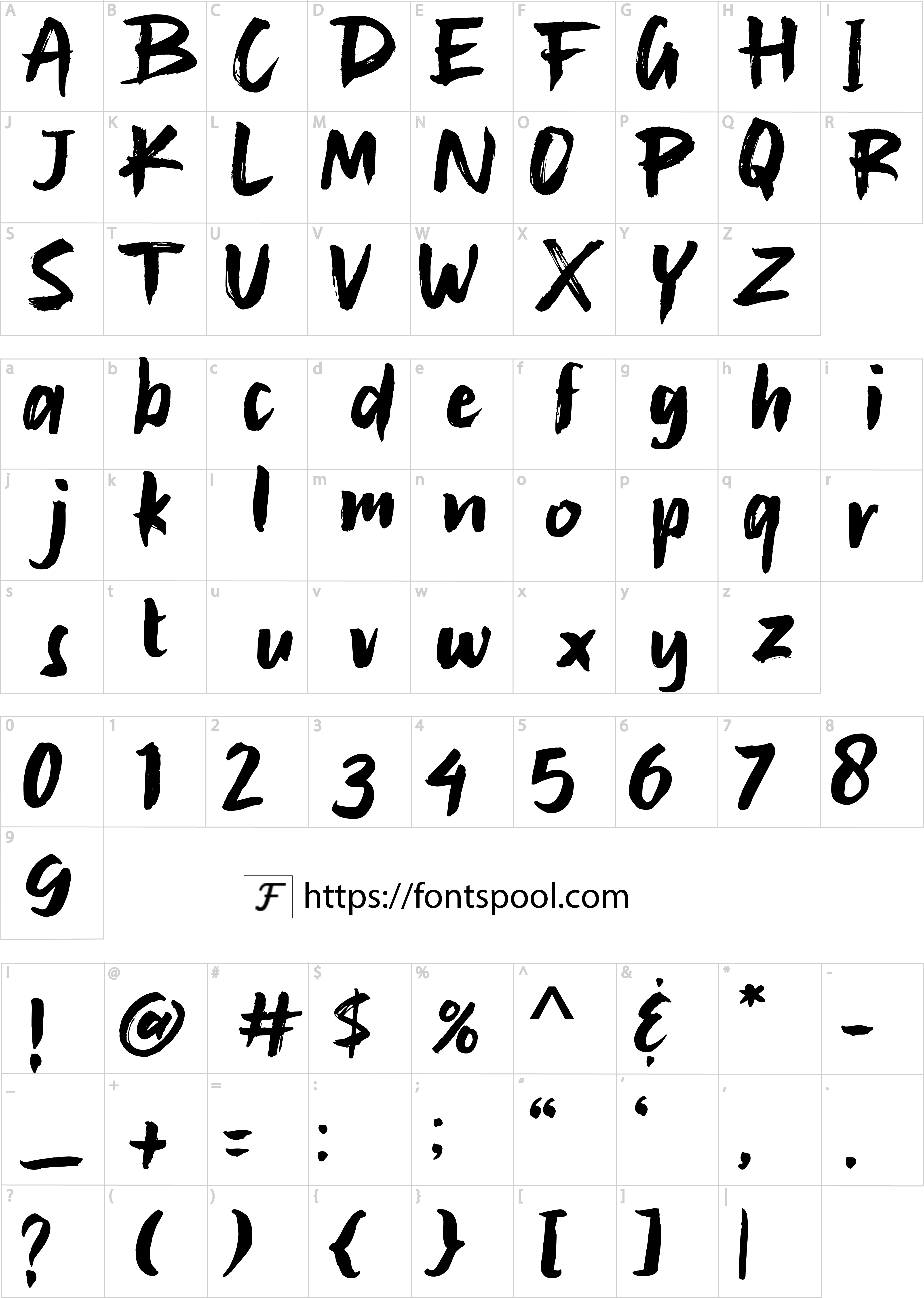 Savage Font character set