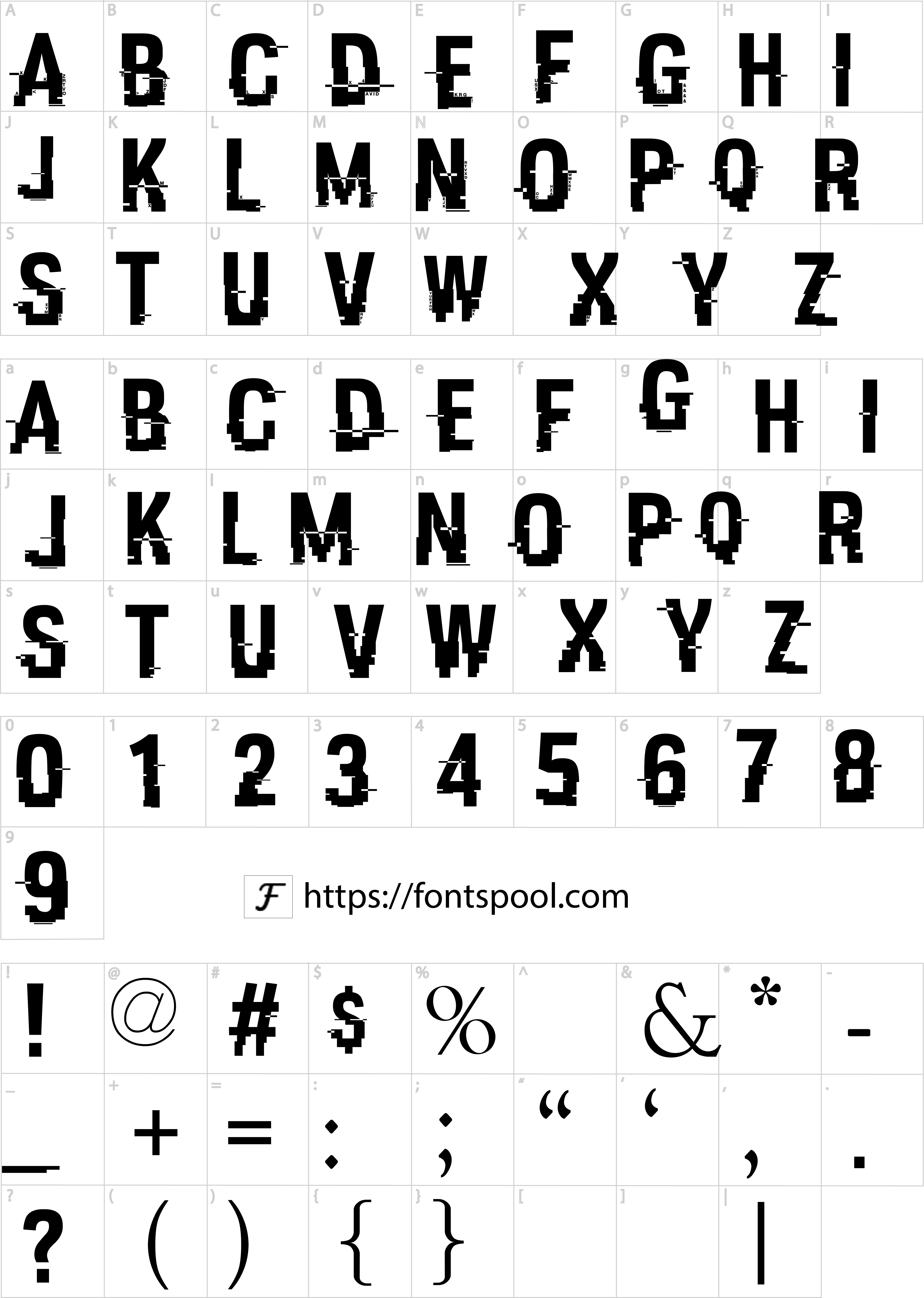 Hacked Font character set