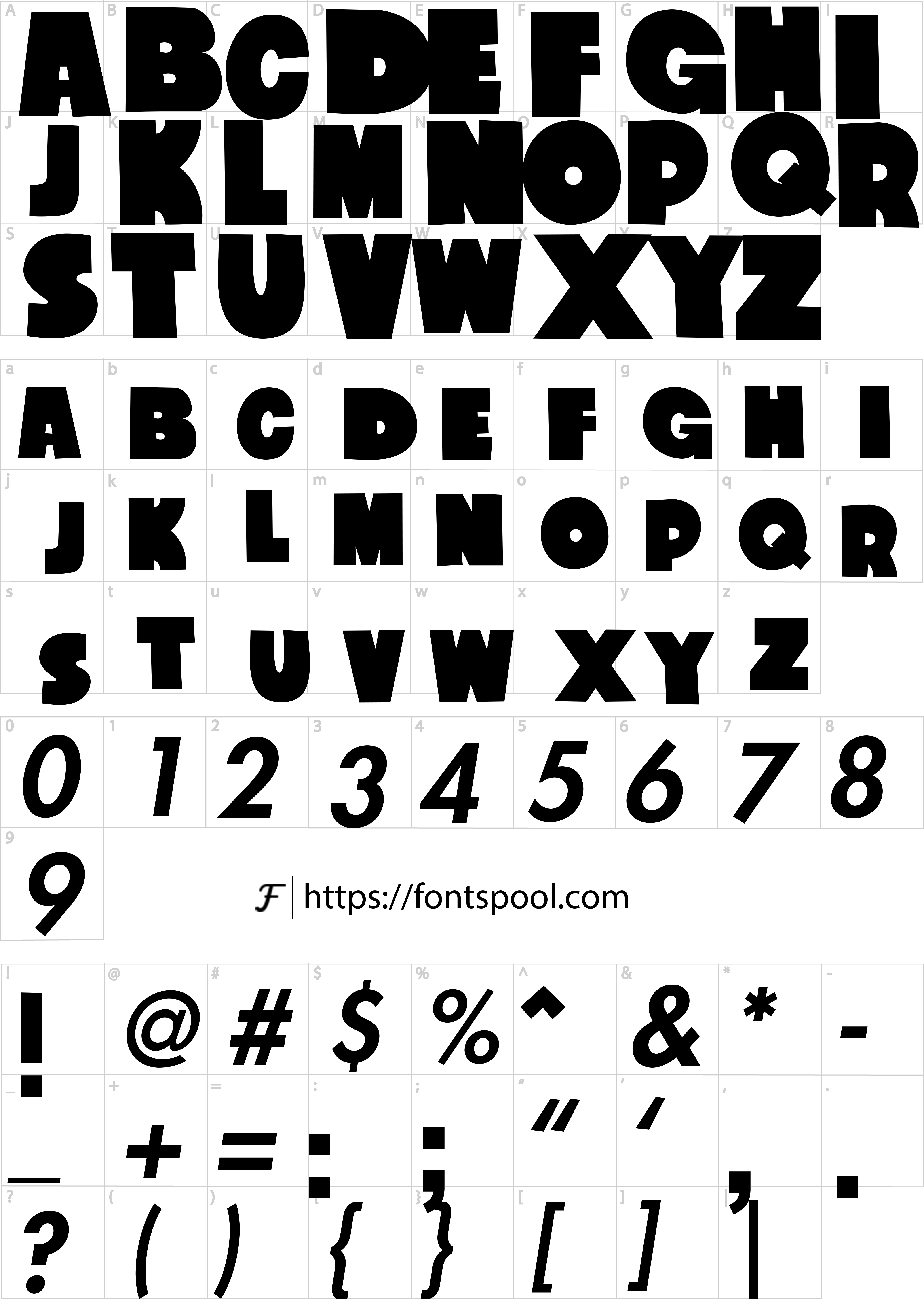 Gravity Falls Font character set
