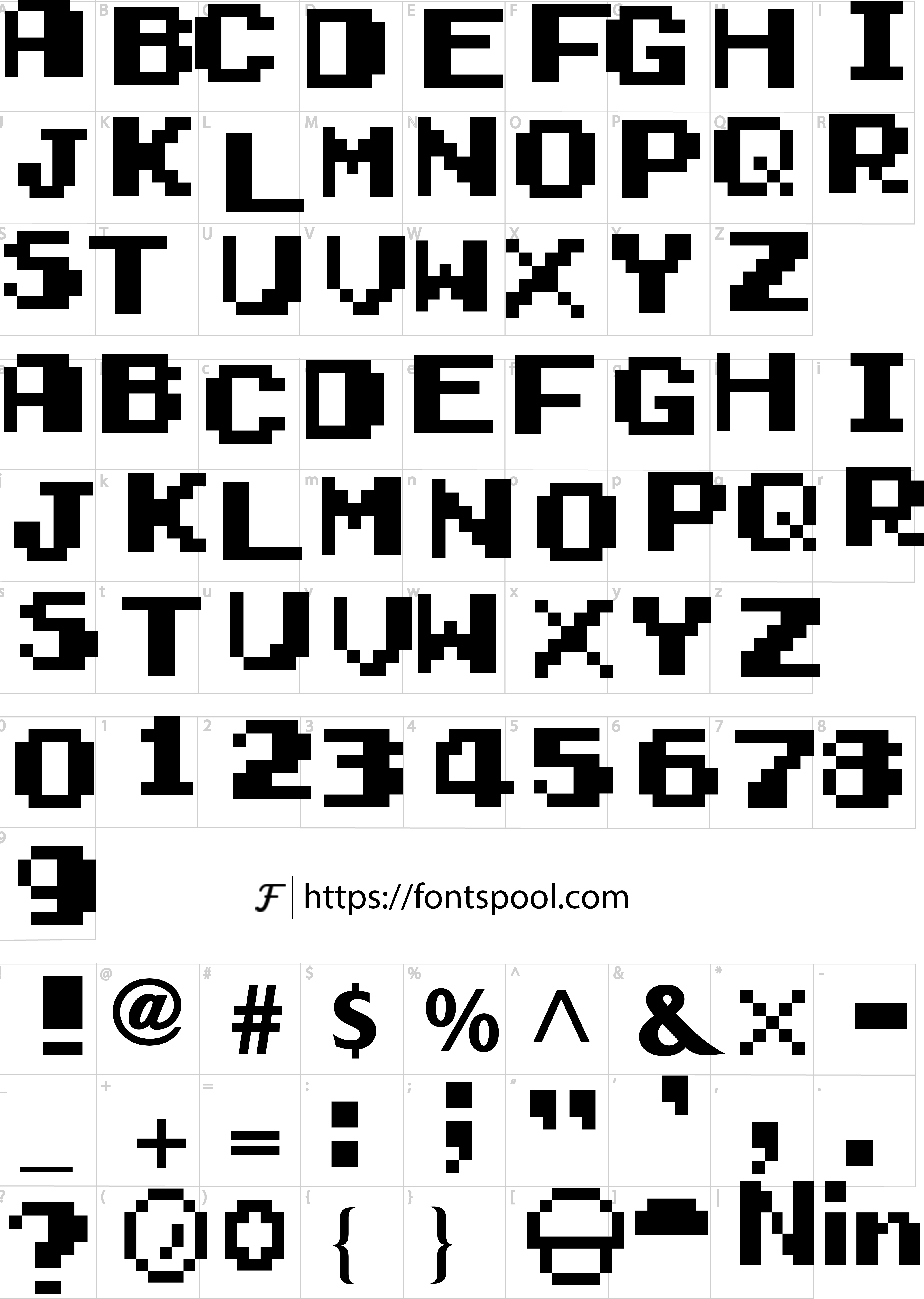 Gameboy Font character set
