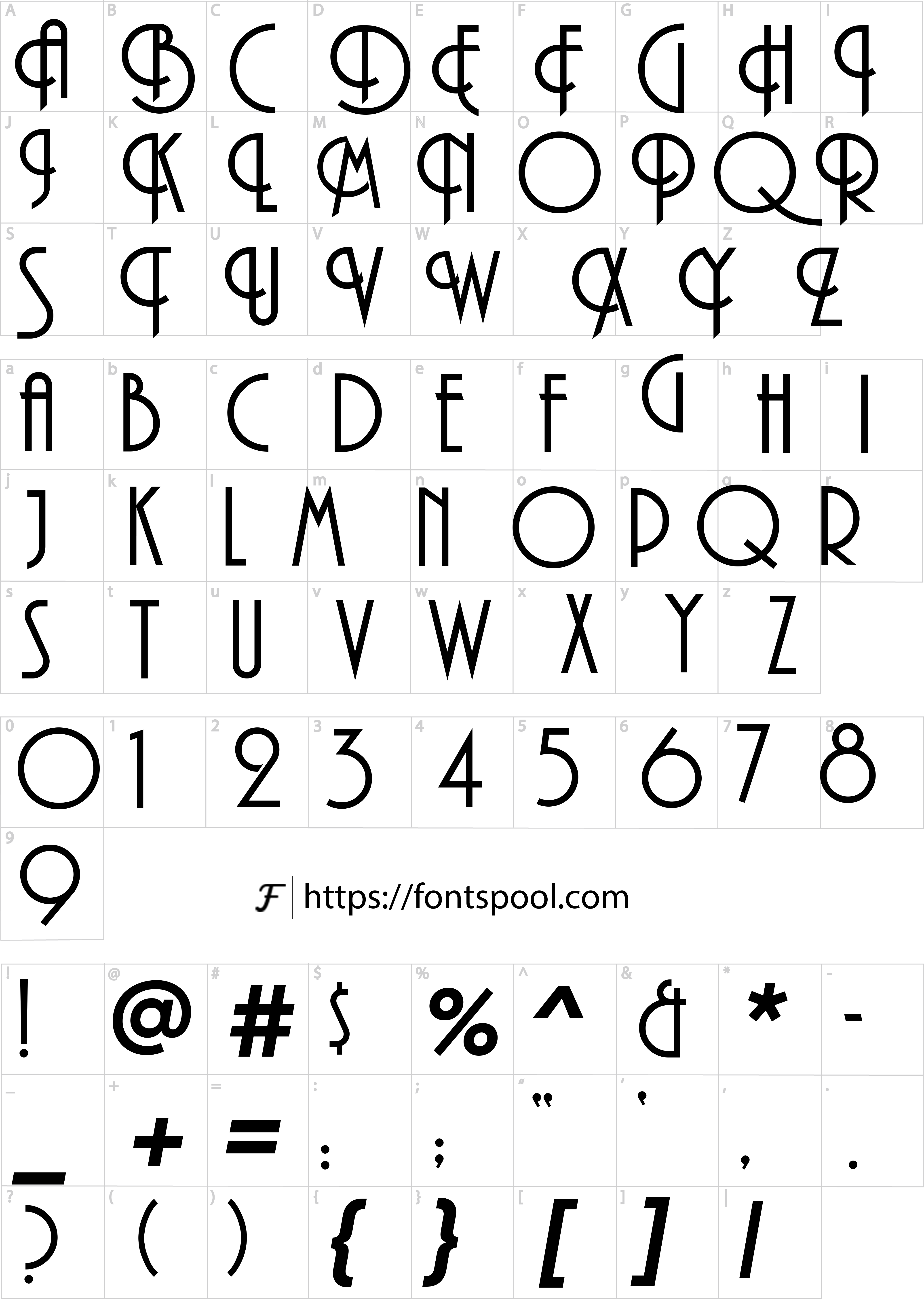 Great Gatsby Font character set