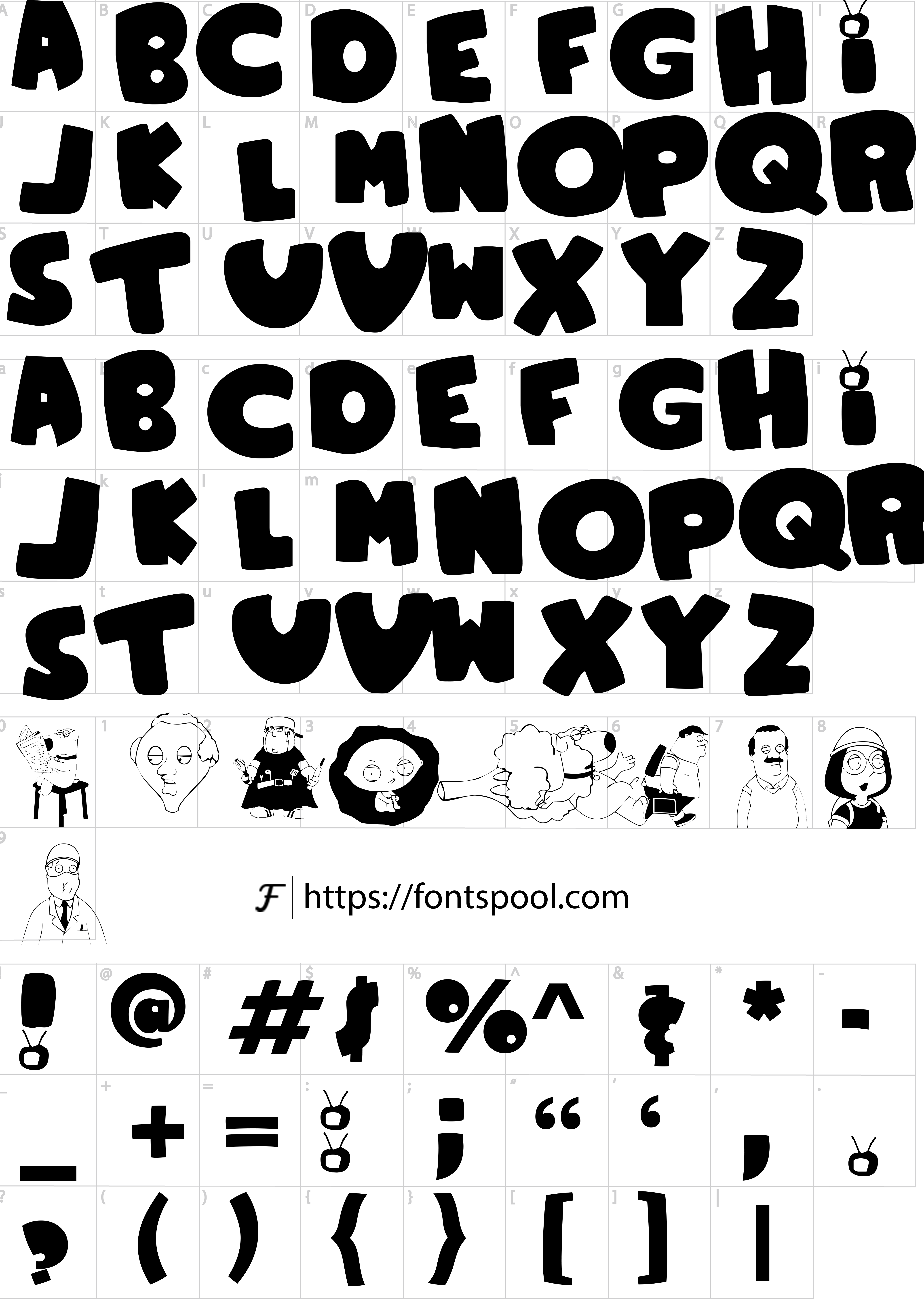 Family Guy Font character set