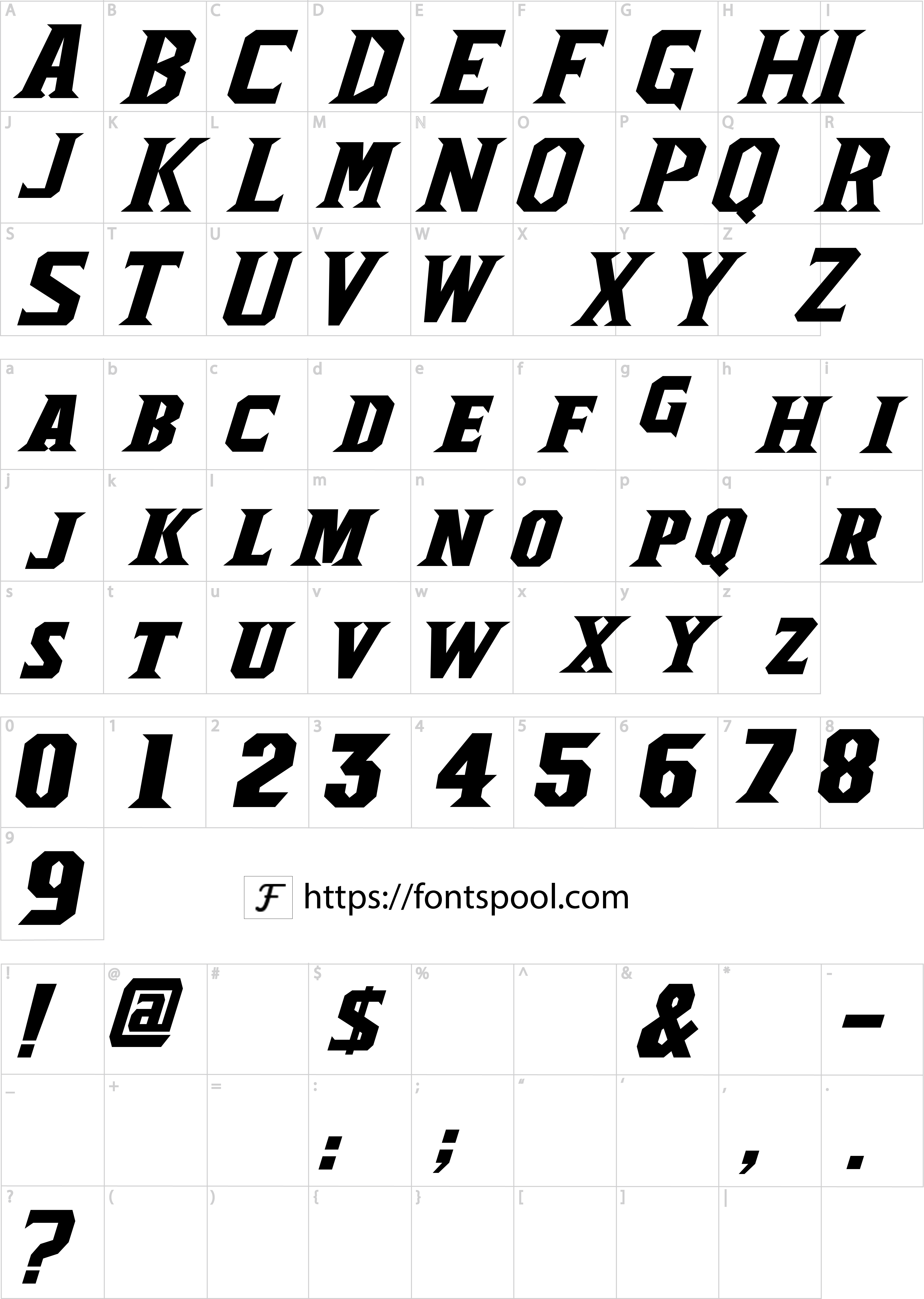 Florida Gators Font character set