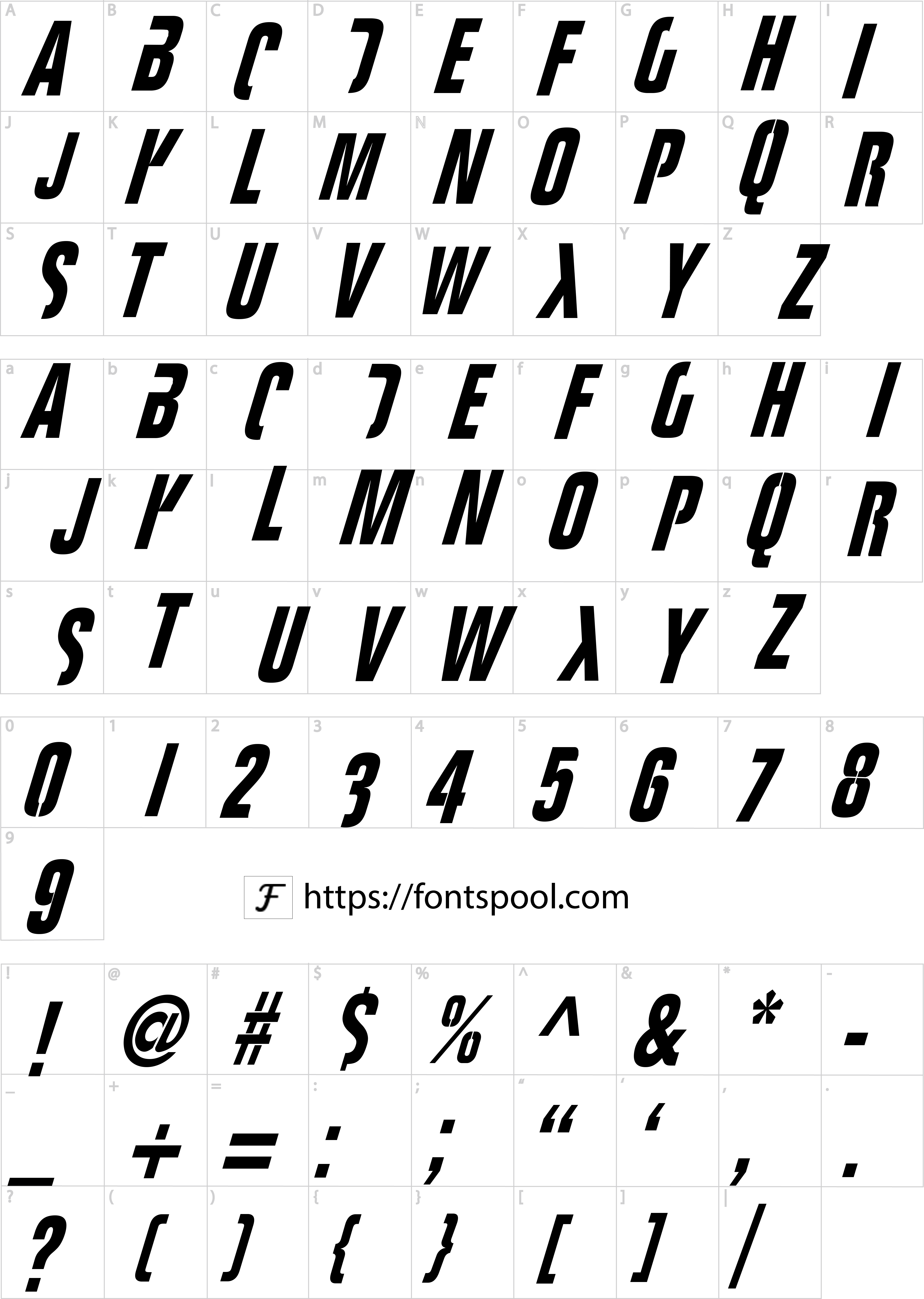 Fight Club Font character set