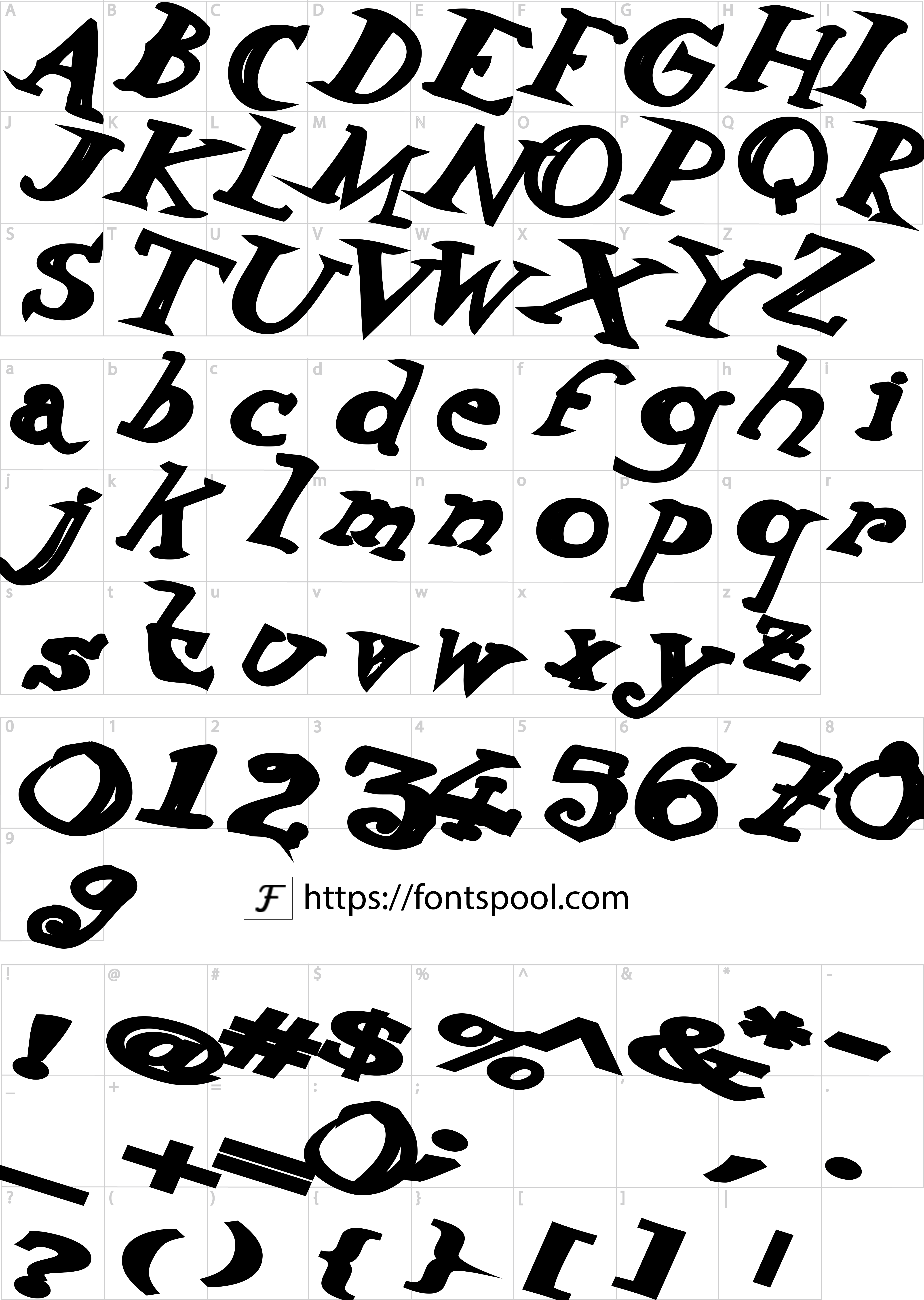 Drake Font character set