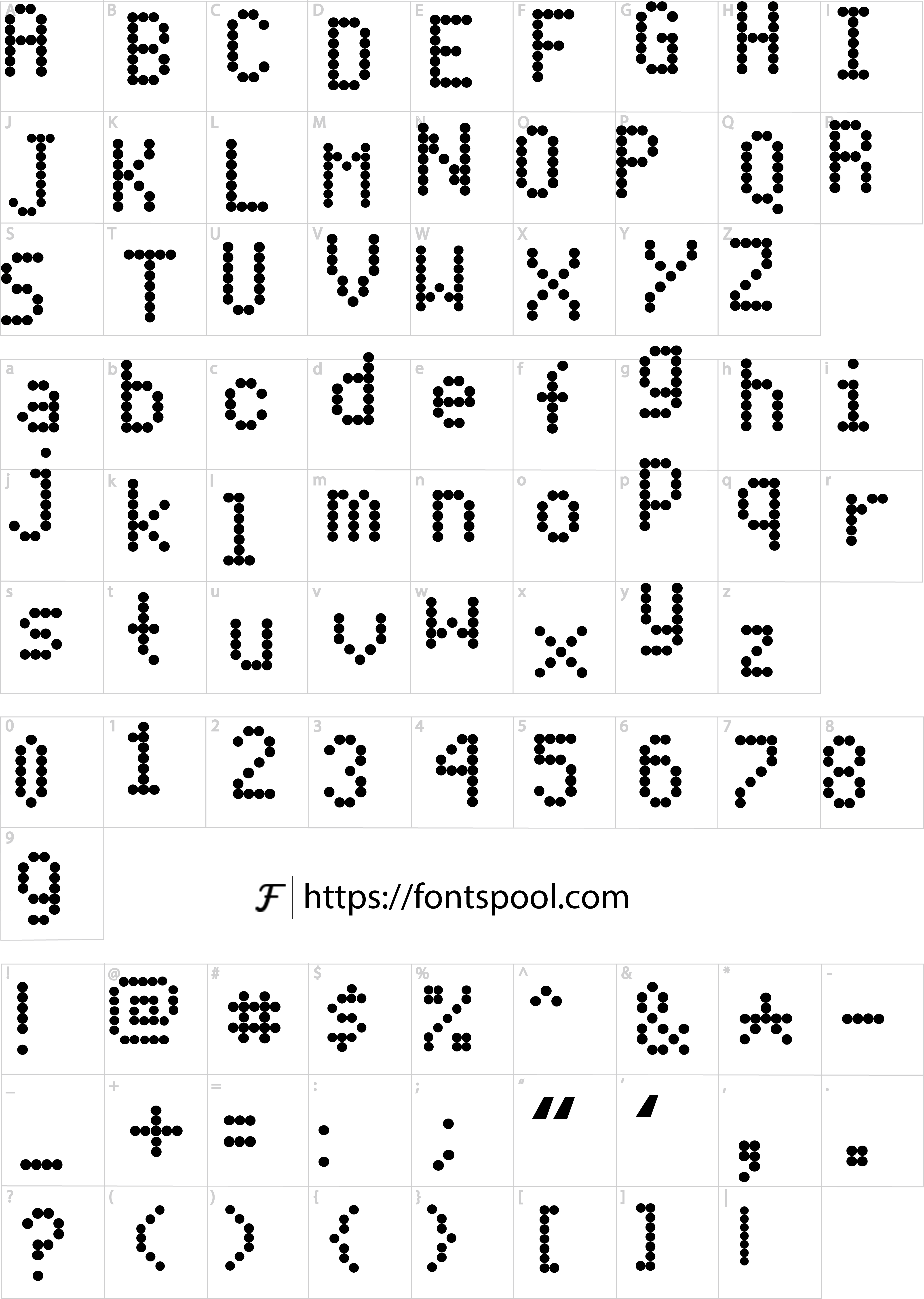 Dot Matrix Font character set