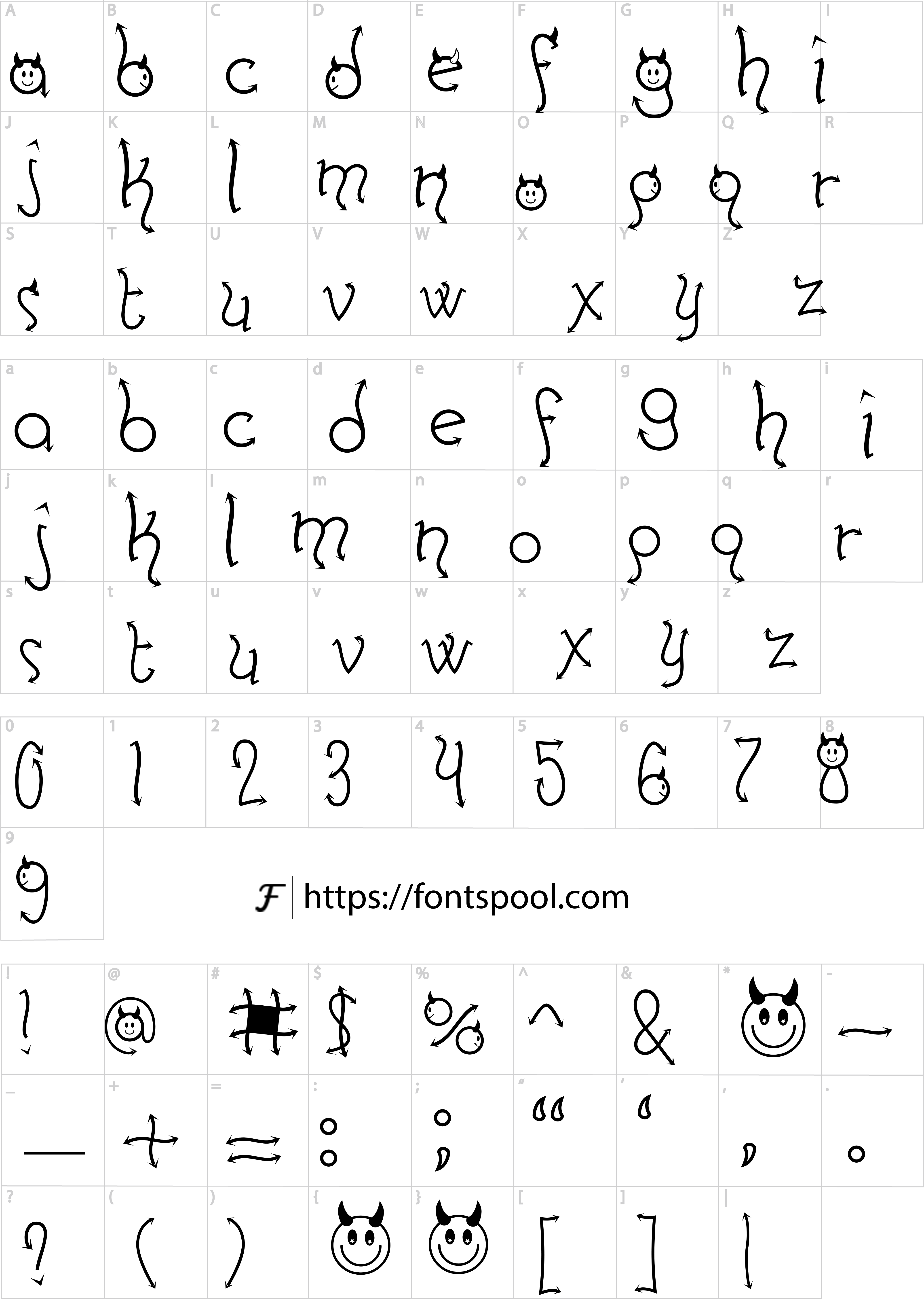 Devil Font character set