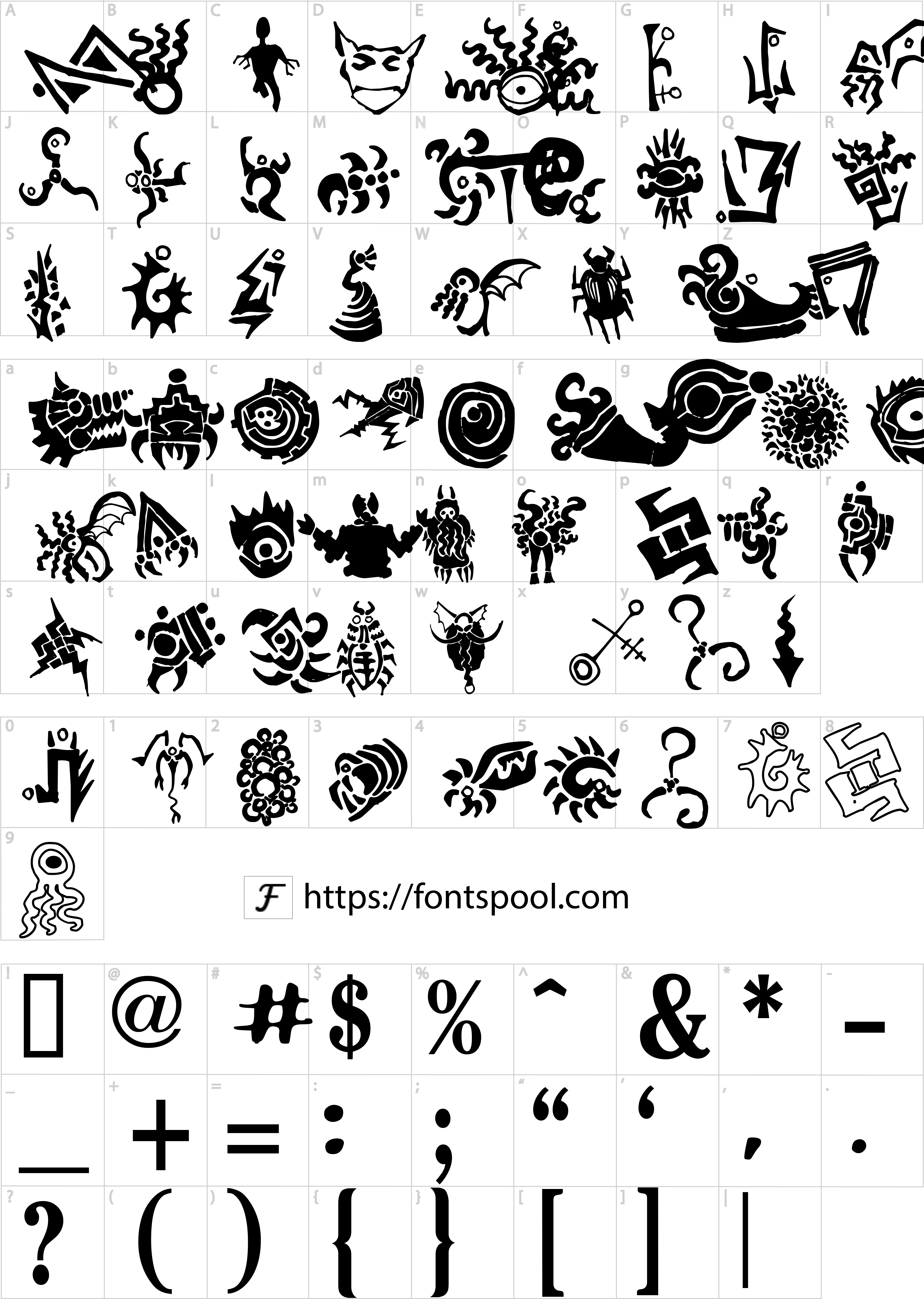 Cthulhu Font character set