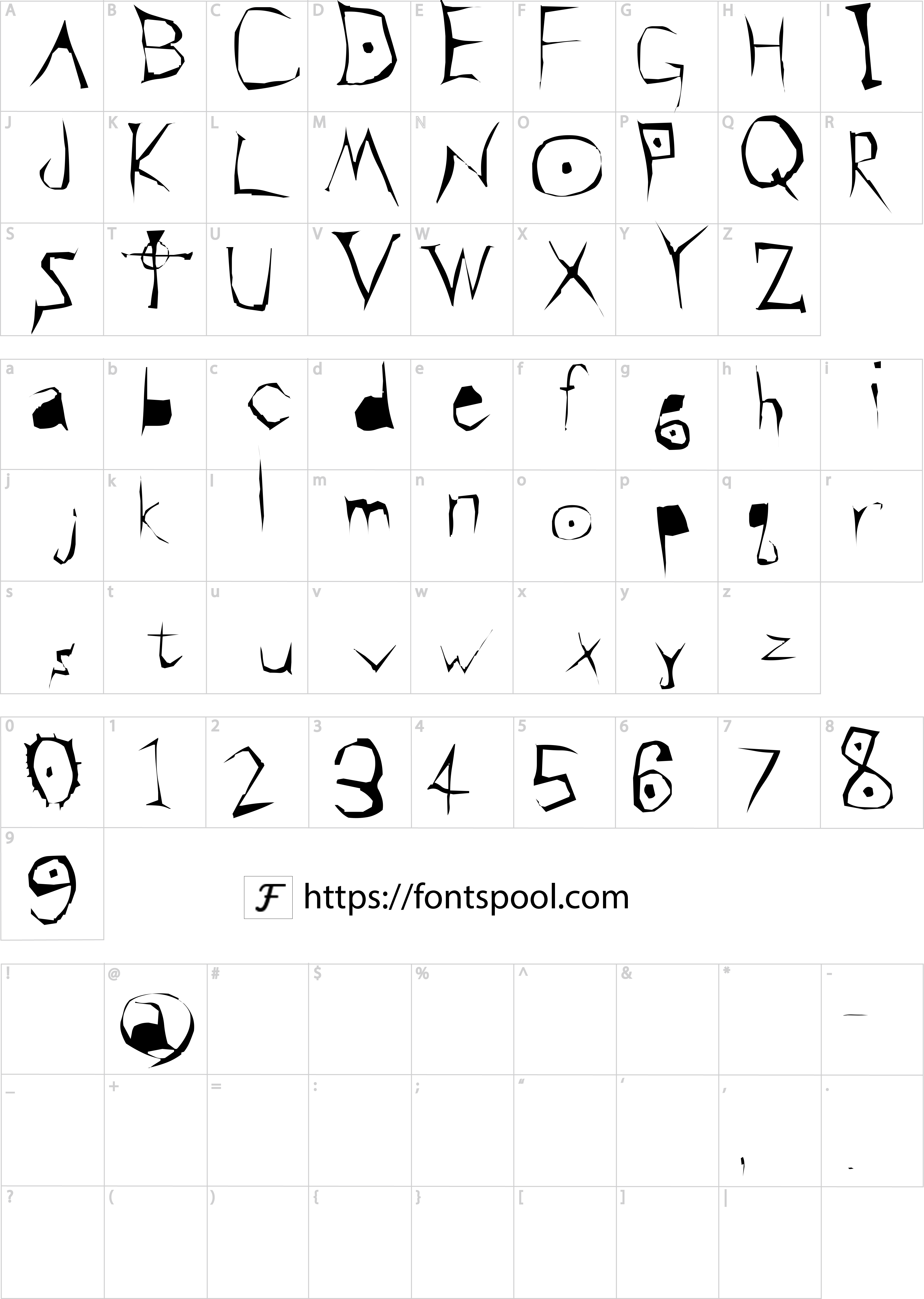 Death Note Font character set