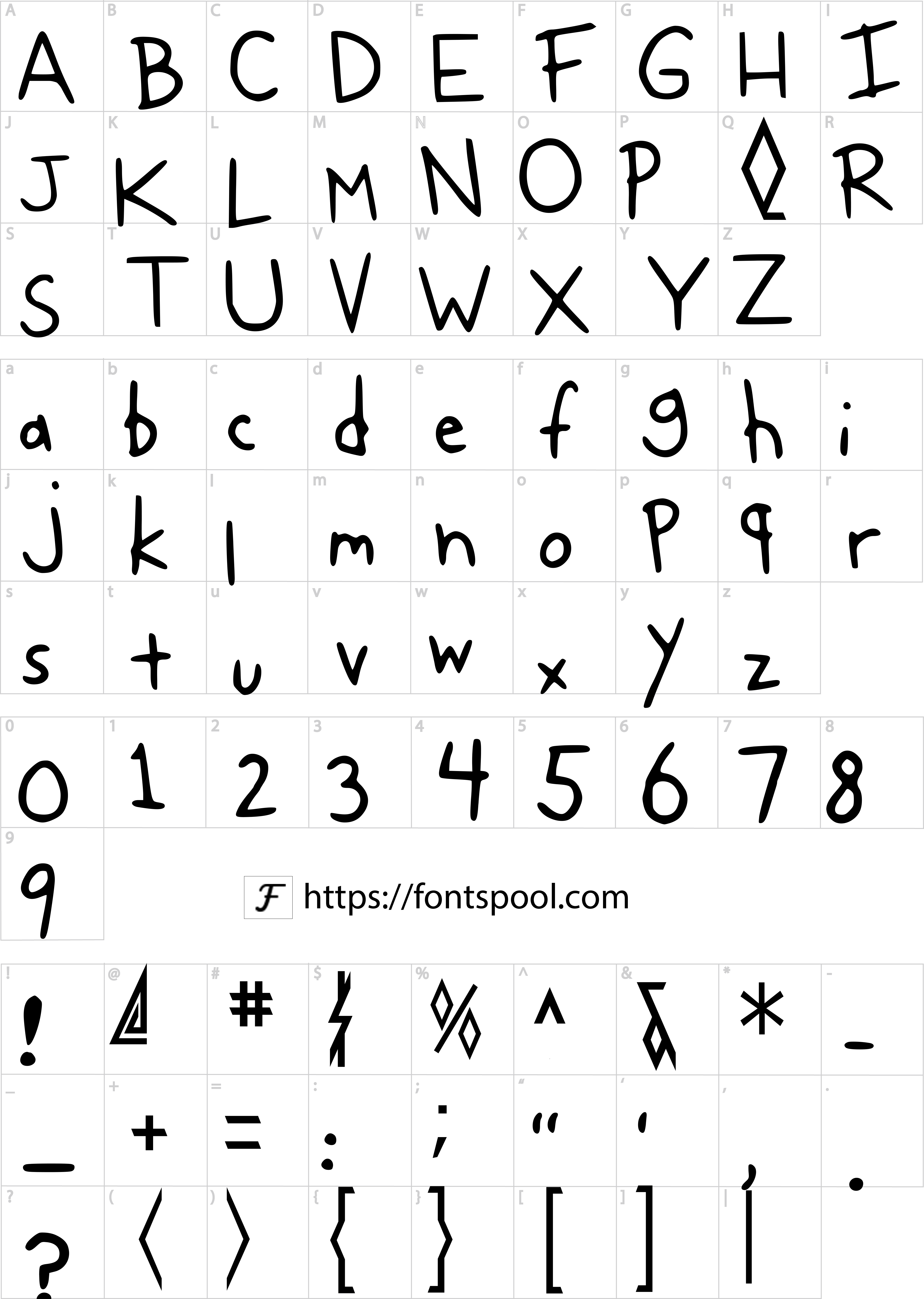 Diary Of A Wimpy Kid Font character set