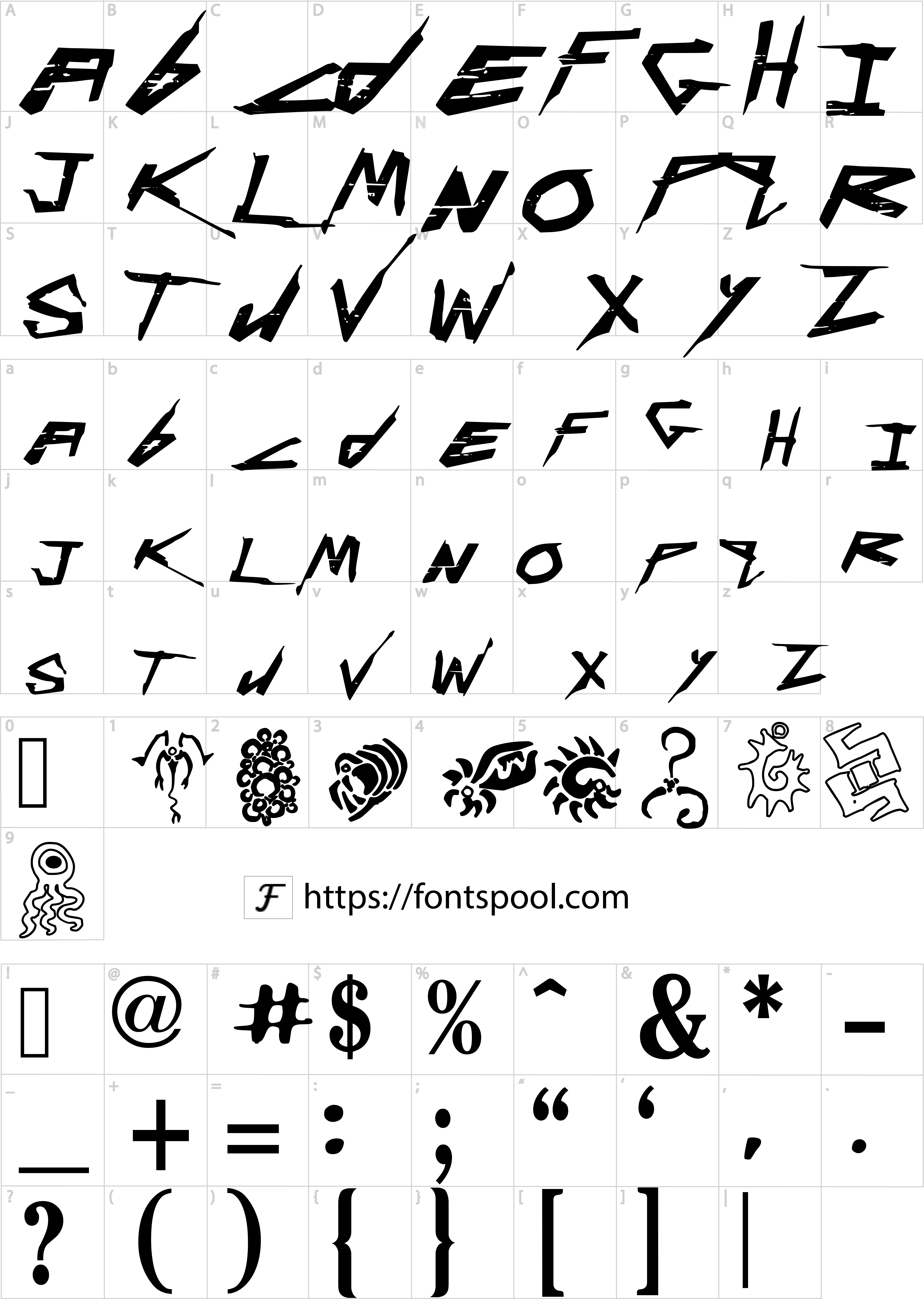 Cyberpunk Font character set