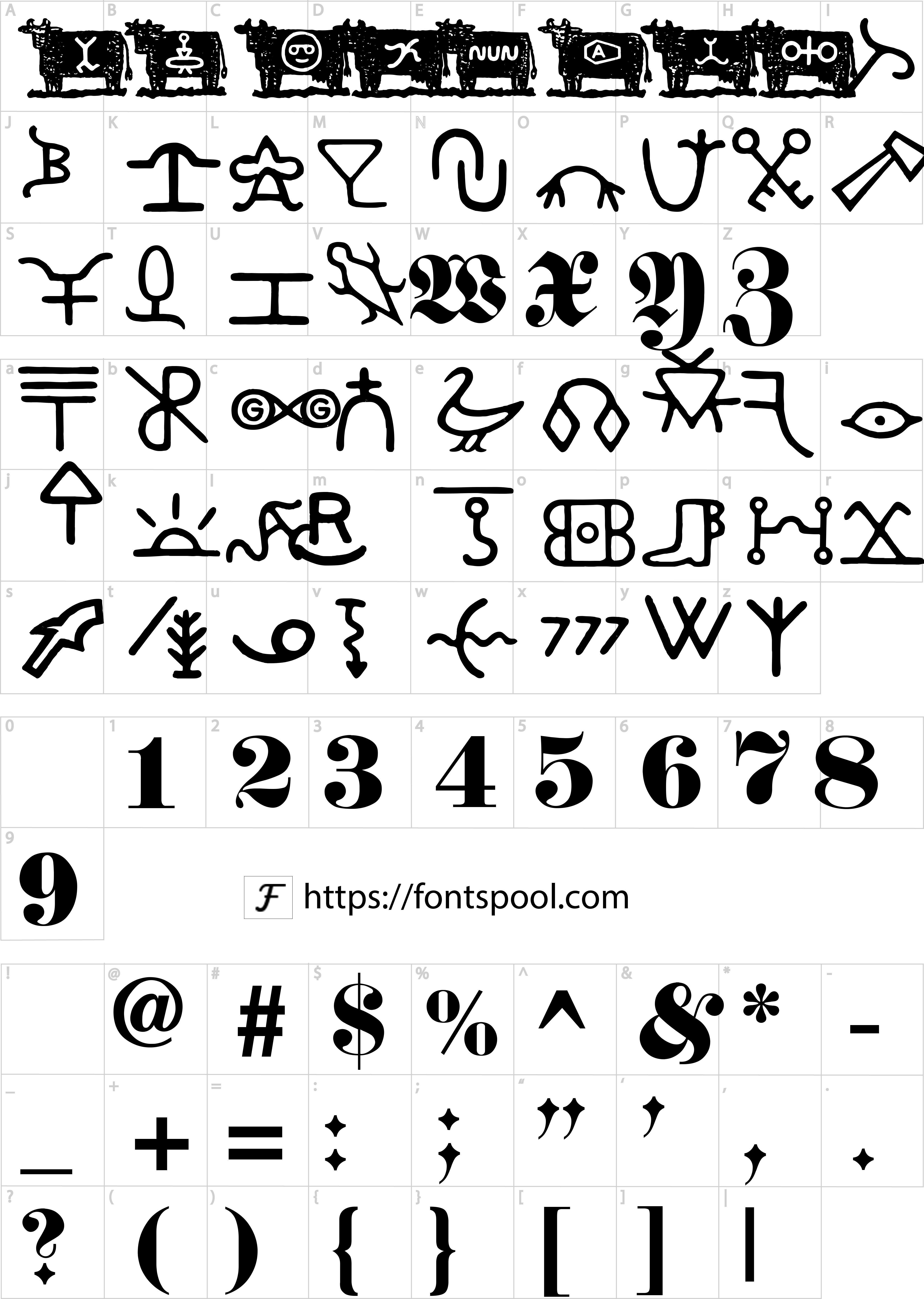 Cattle Brand Font character set