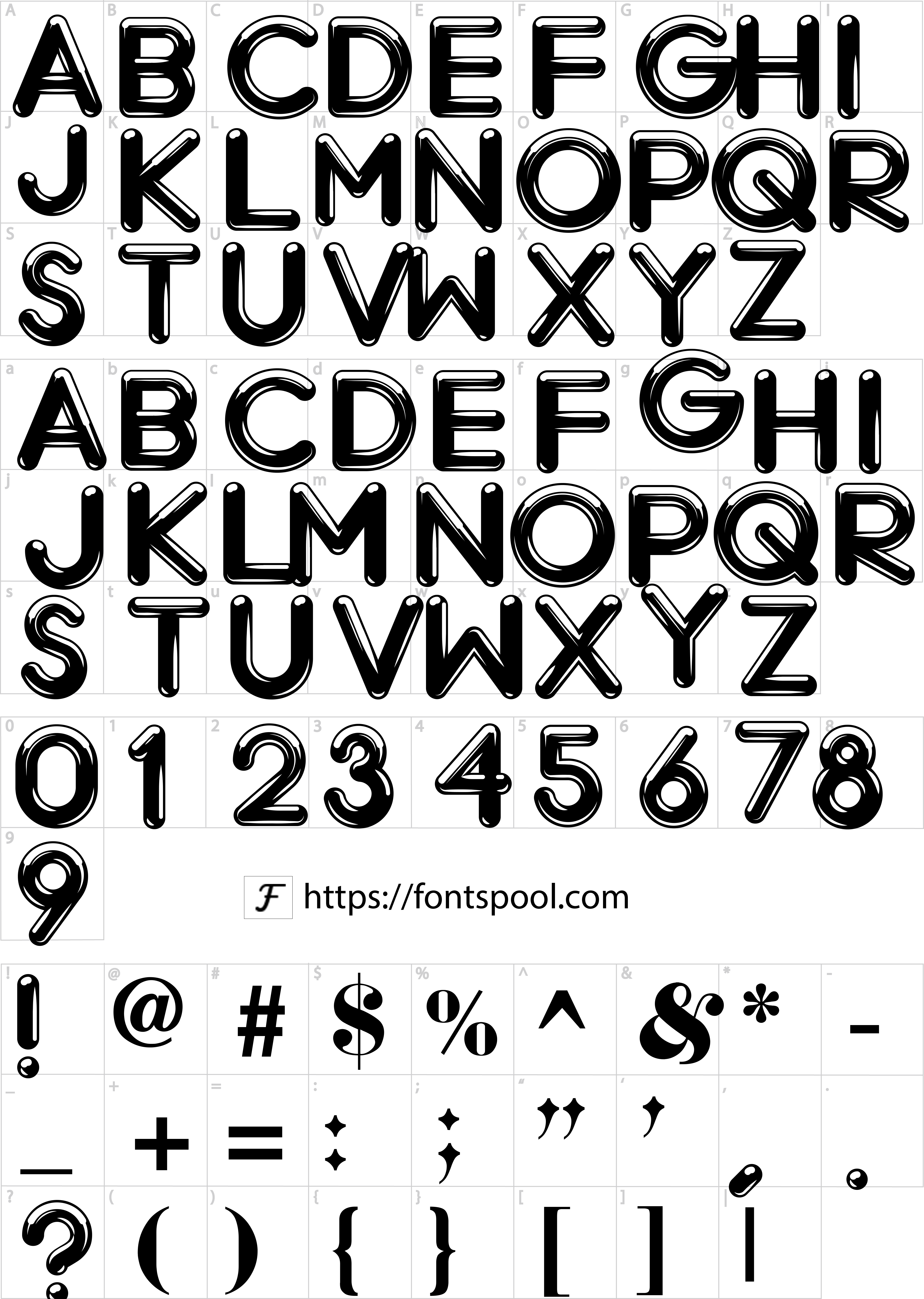 Chrome Font character set
