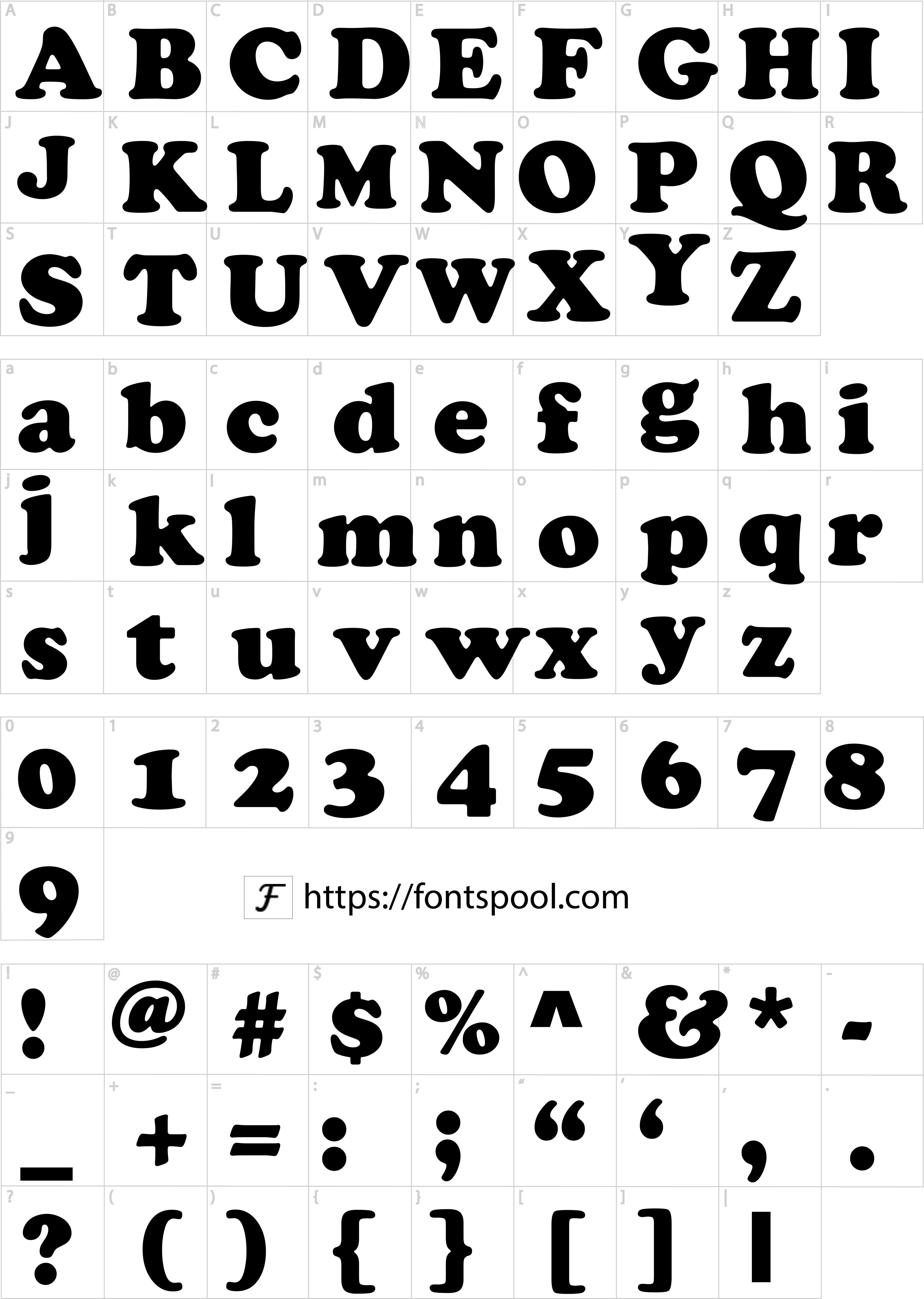 Cooper Black Font character set