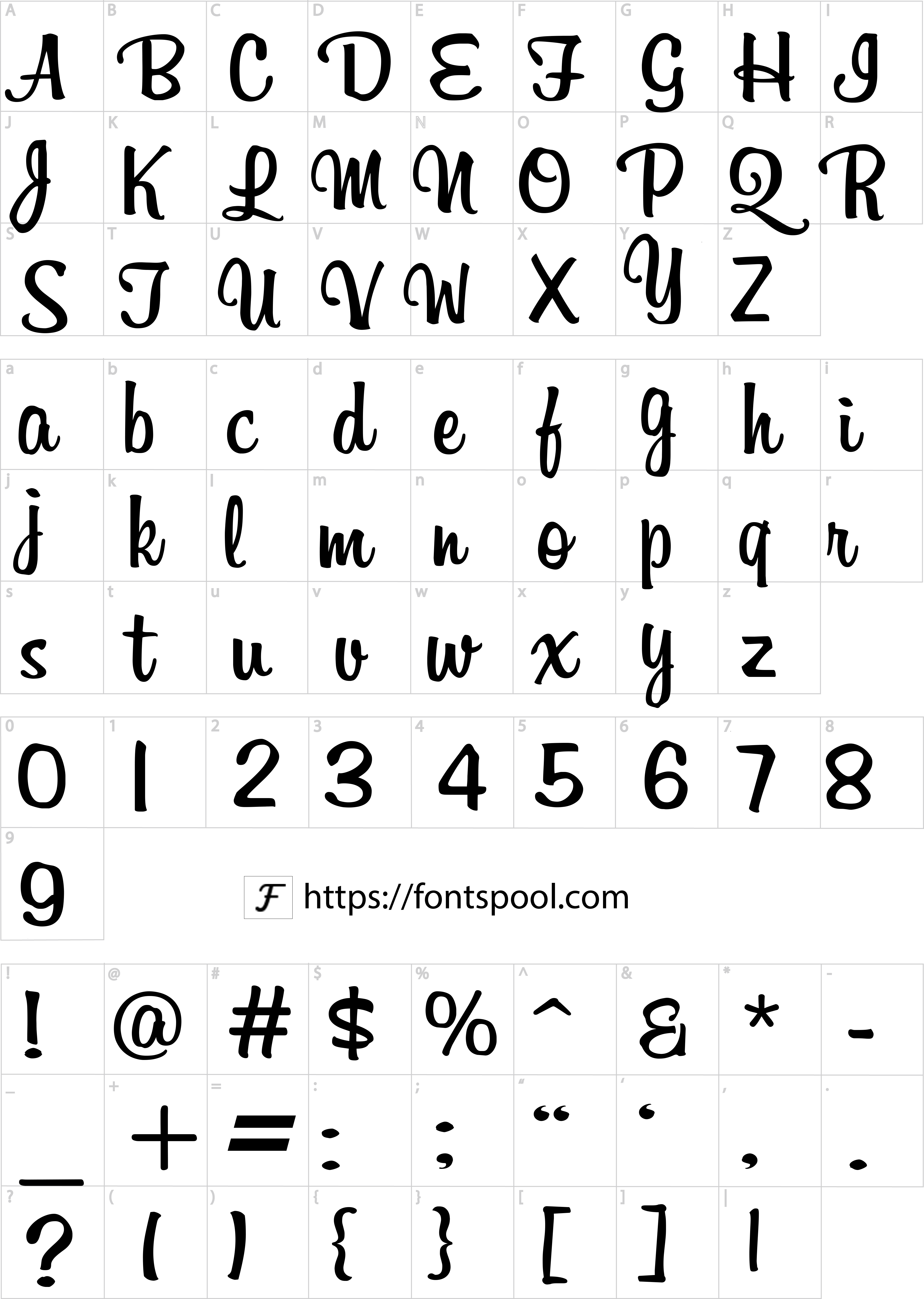 Billabong Font character set