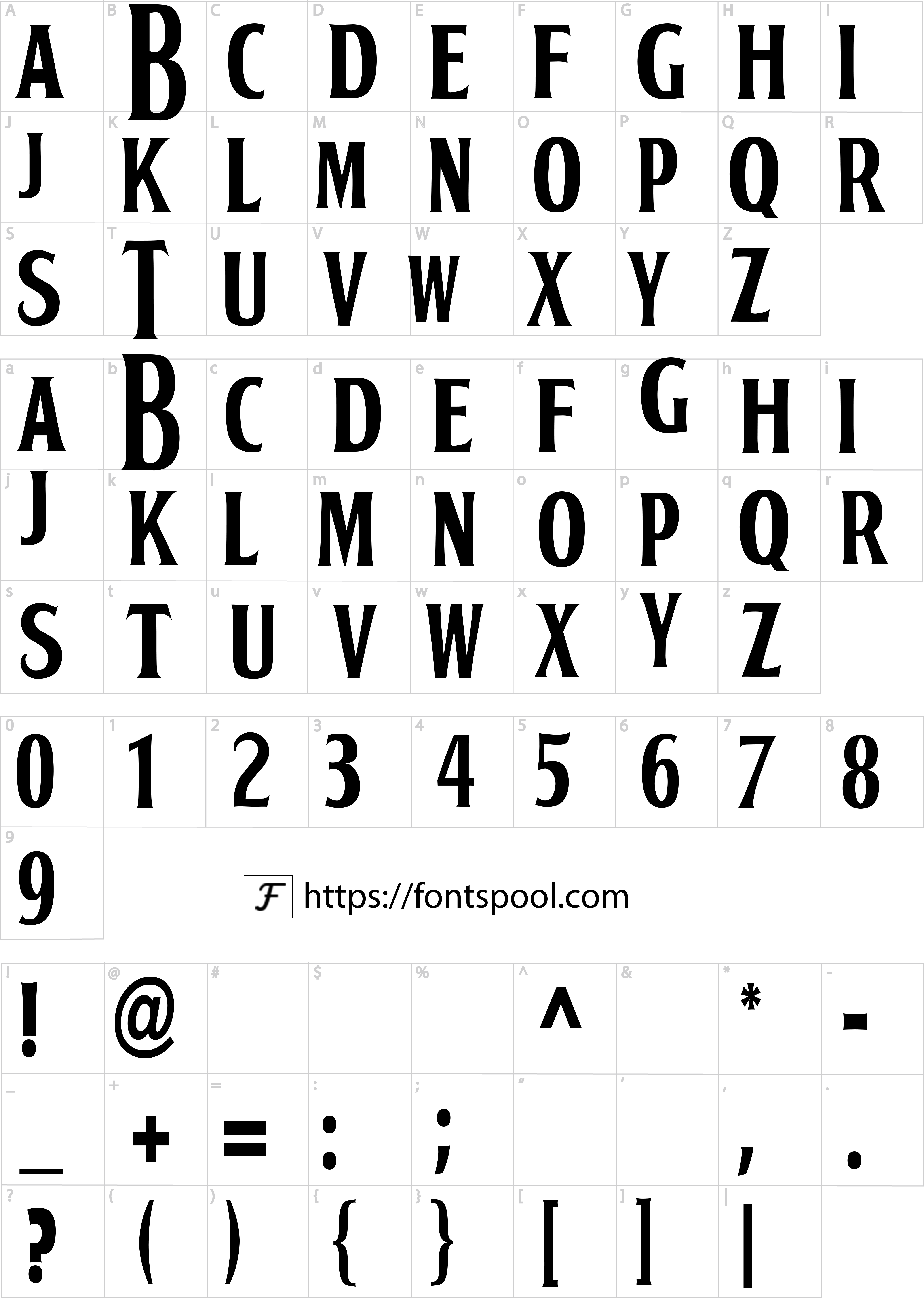 Bootle Font character set
