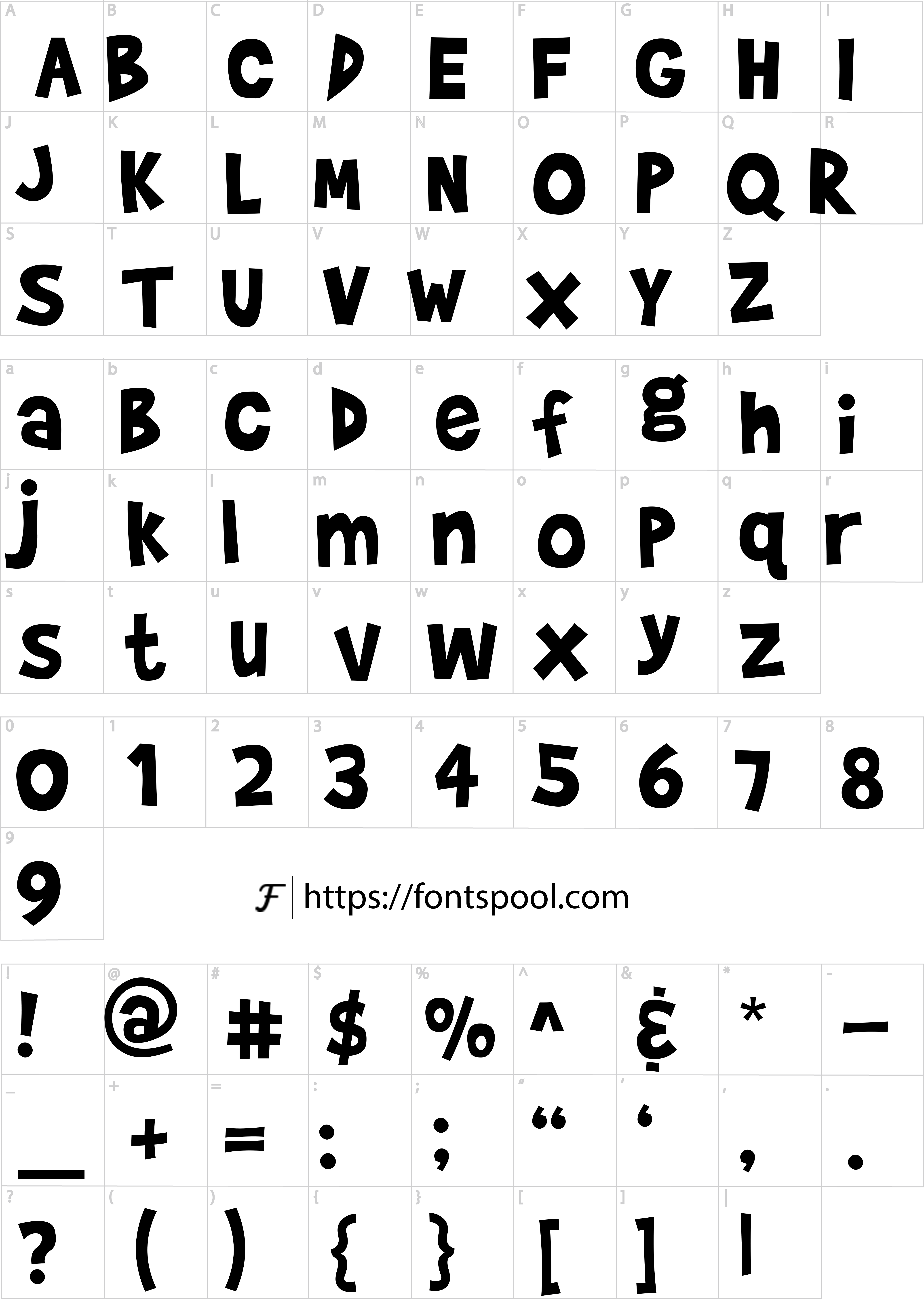 Brady Bunch Font character set