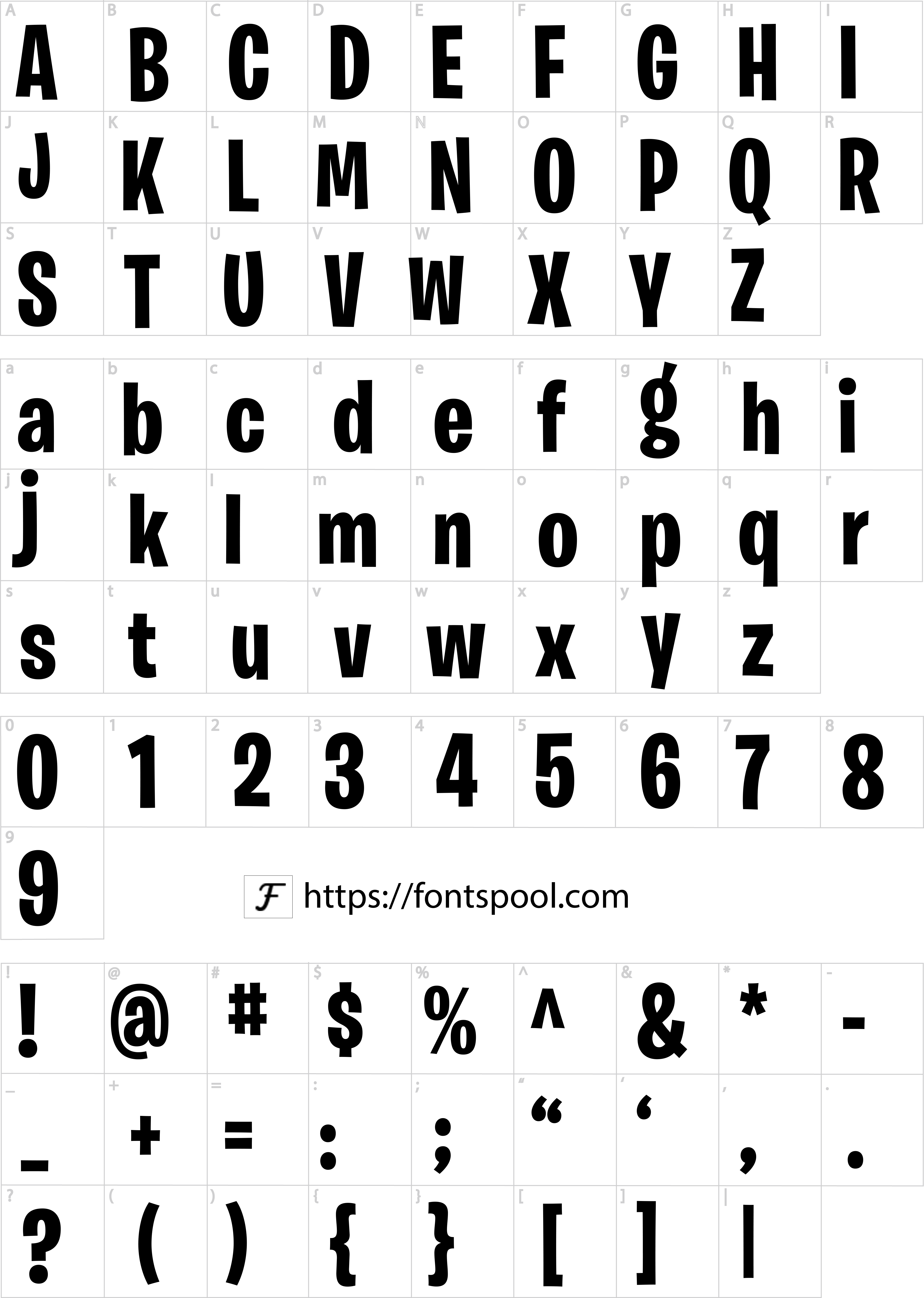 Burbank Font character set