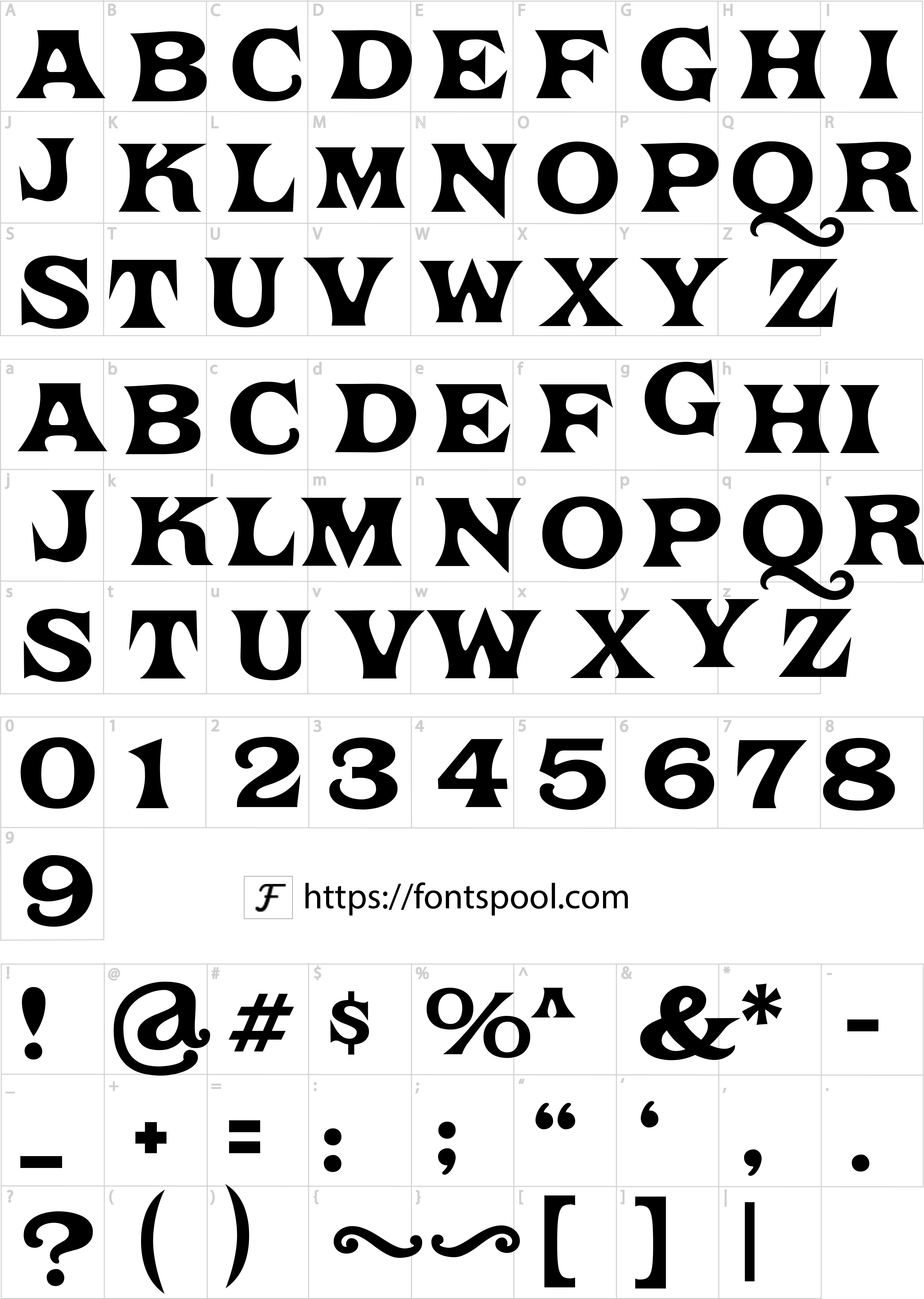Astroworld Font character set