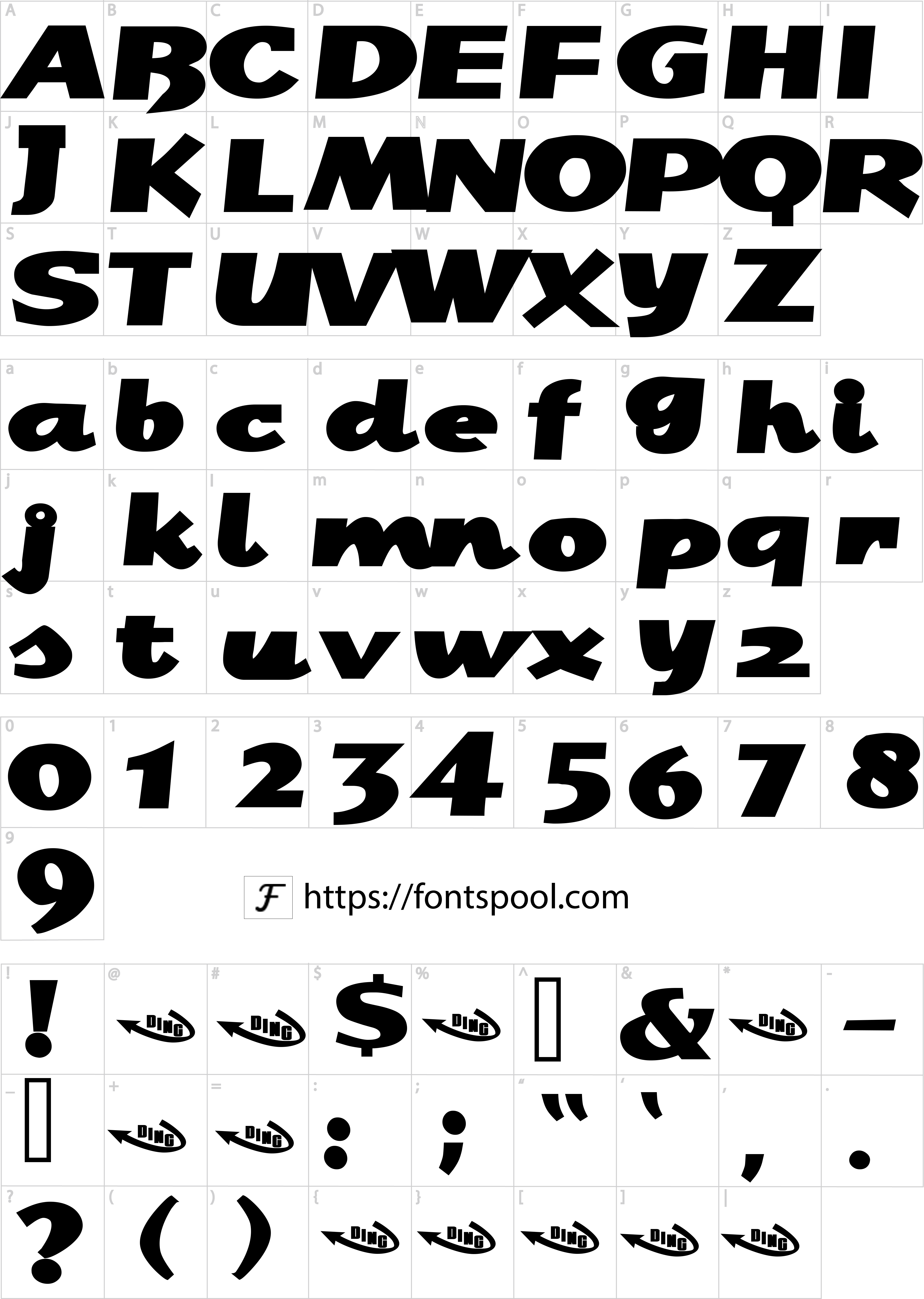 Jojo Font character set