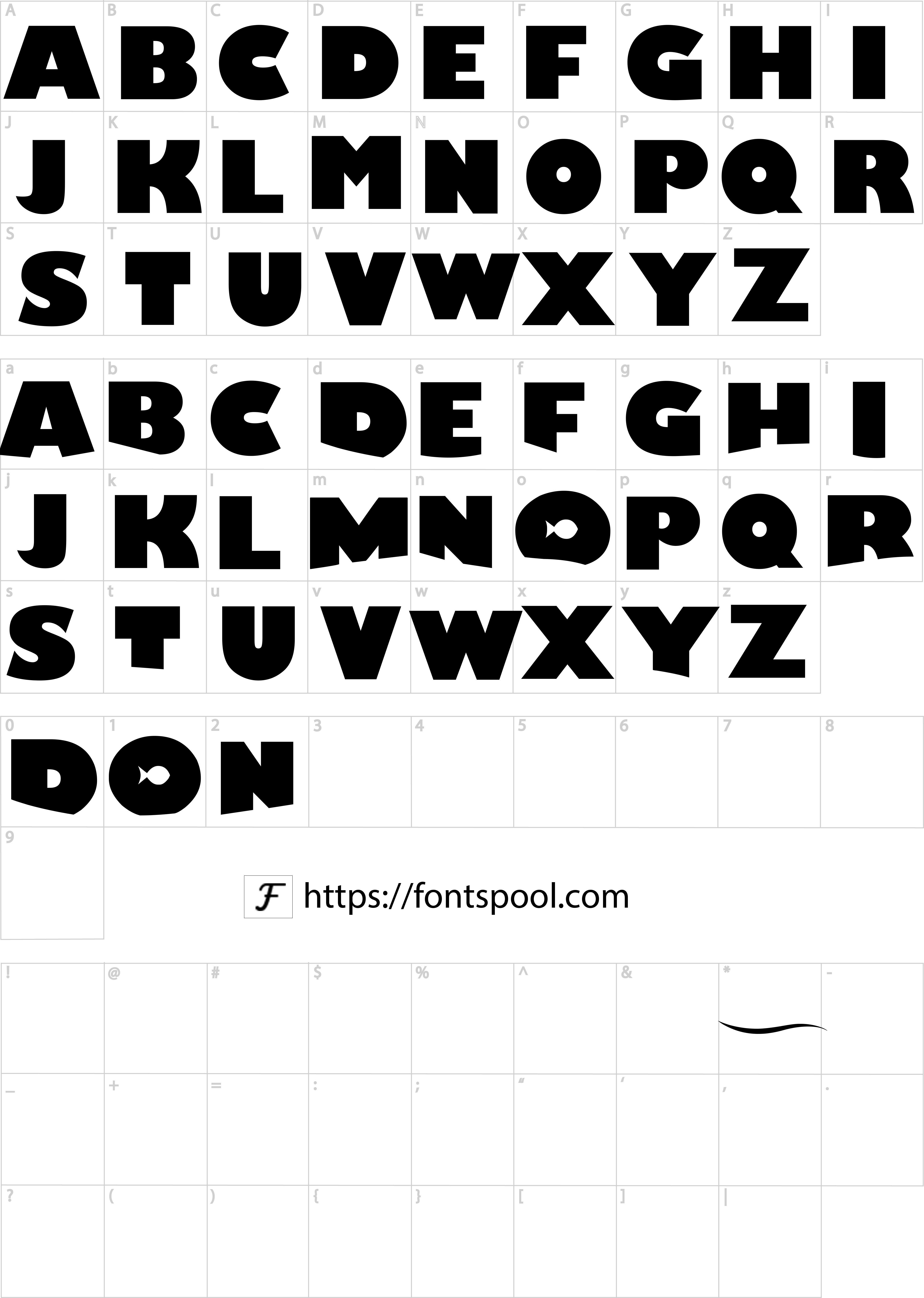 Finding Nemo Font character set