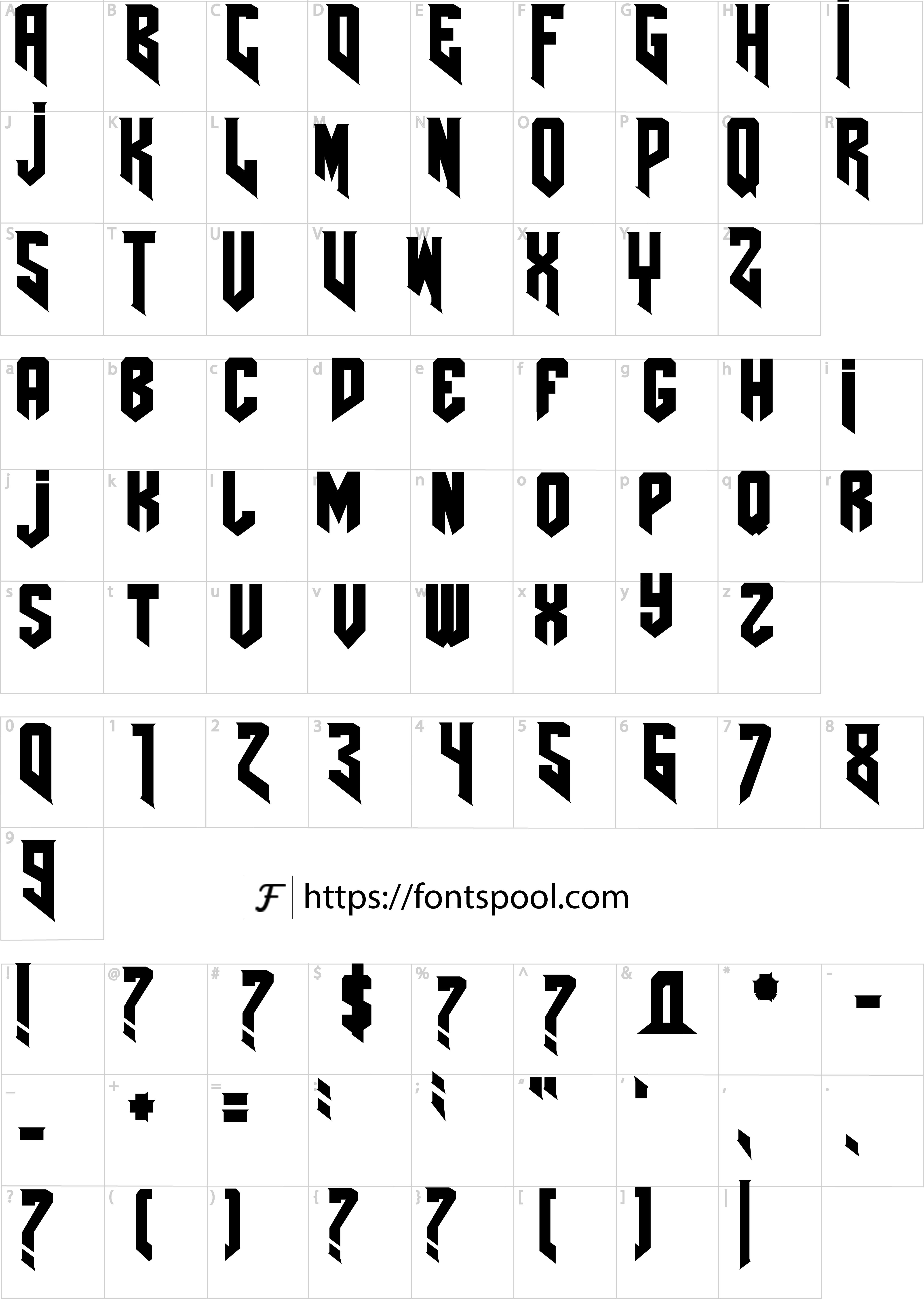 Doom Font character set