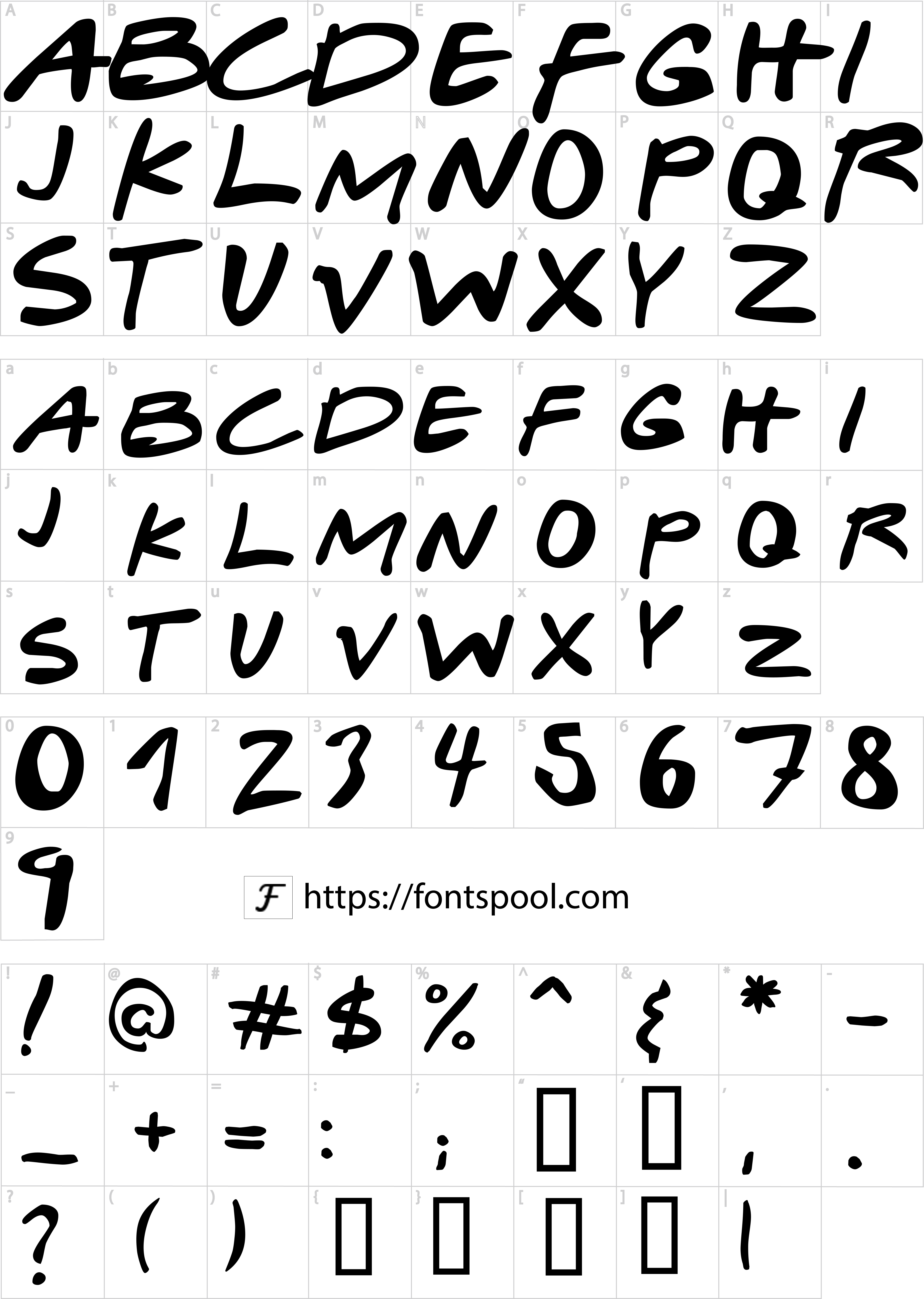Friends Font character set