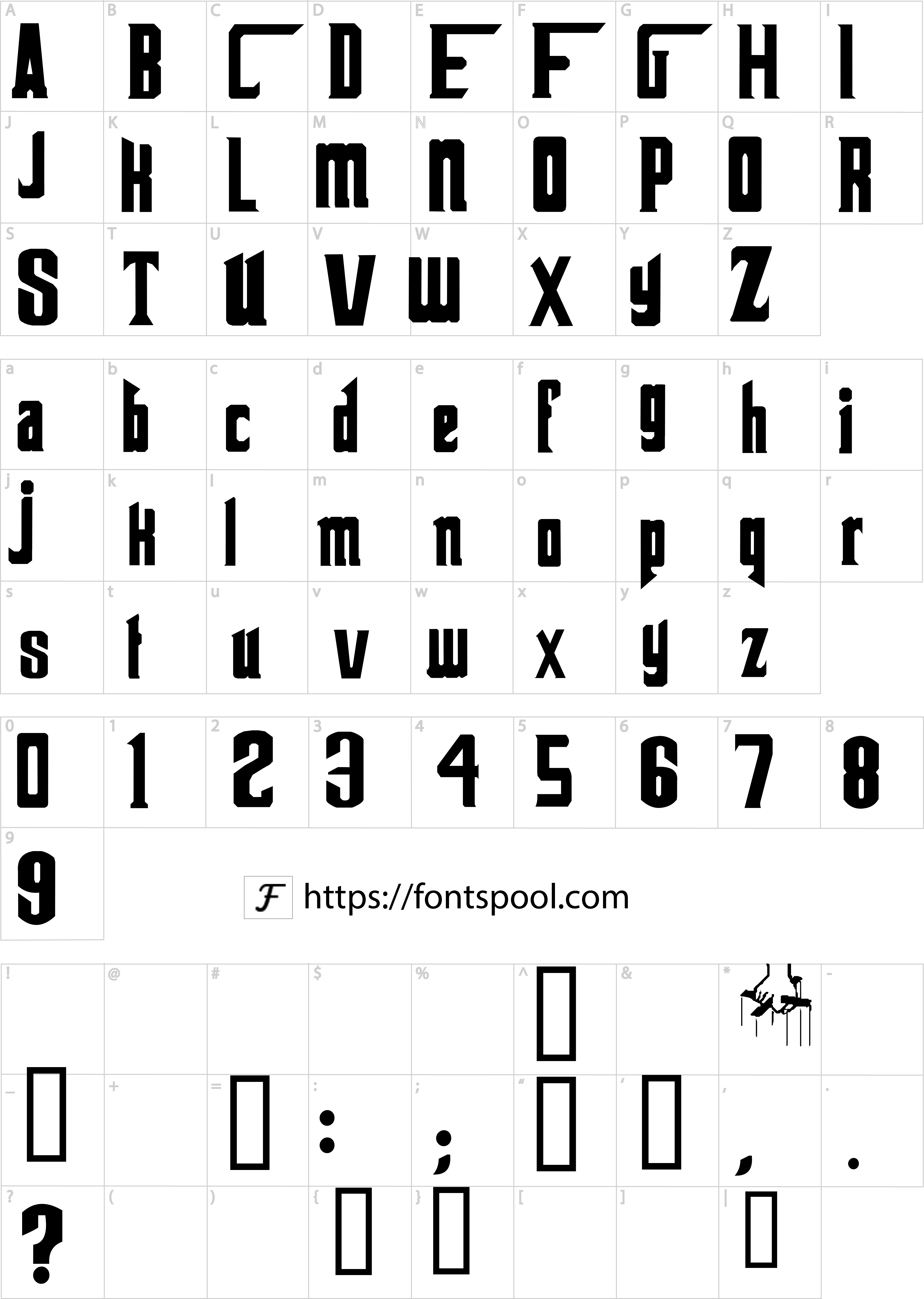 Godfather Font character set