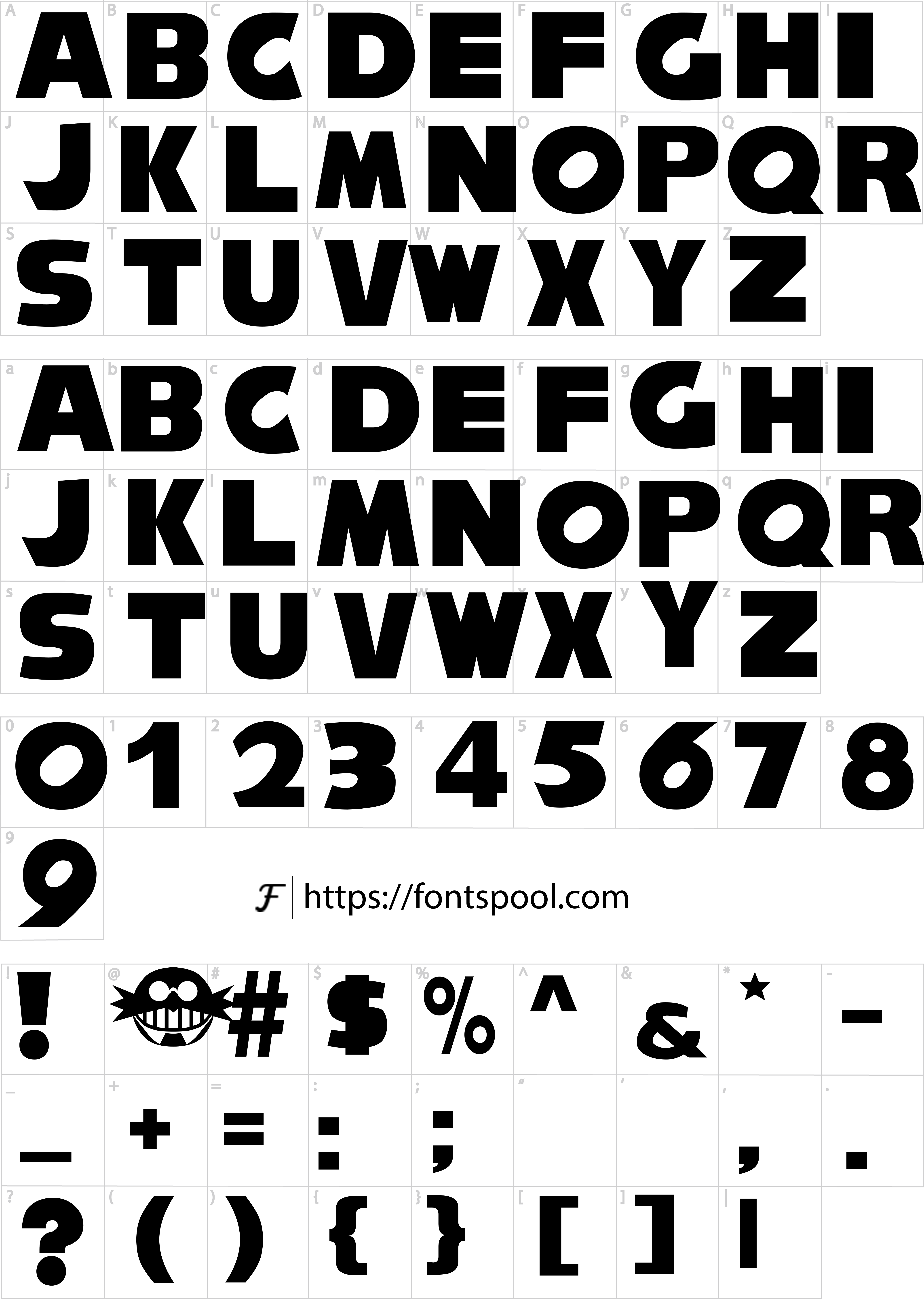 Sonic Font character set
