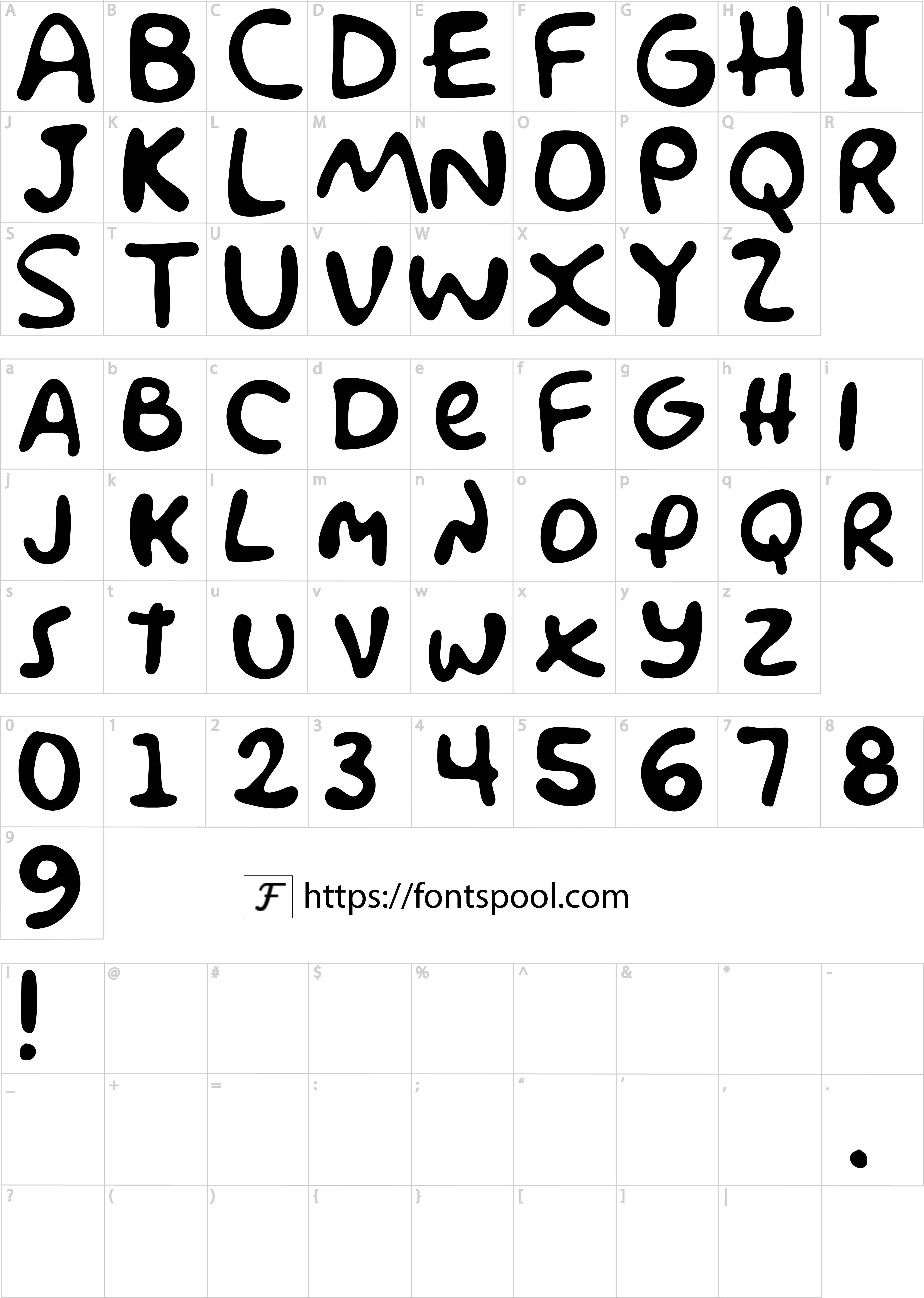 Simpsons Font character set