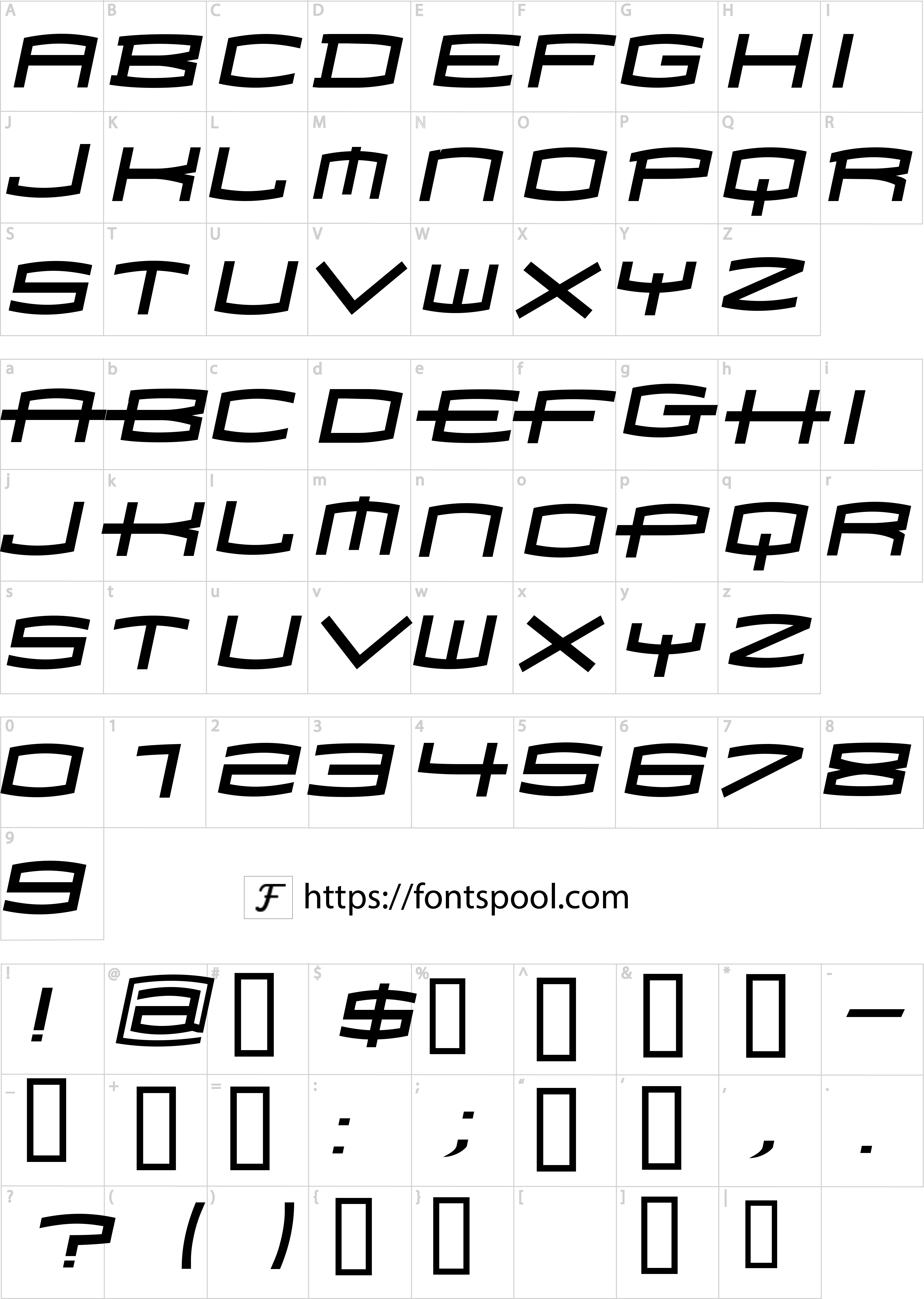 Spiderman Font character set